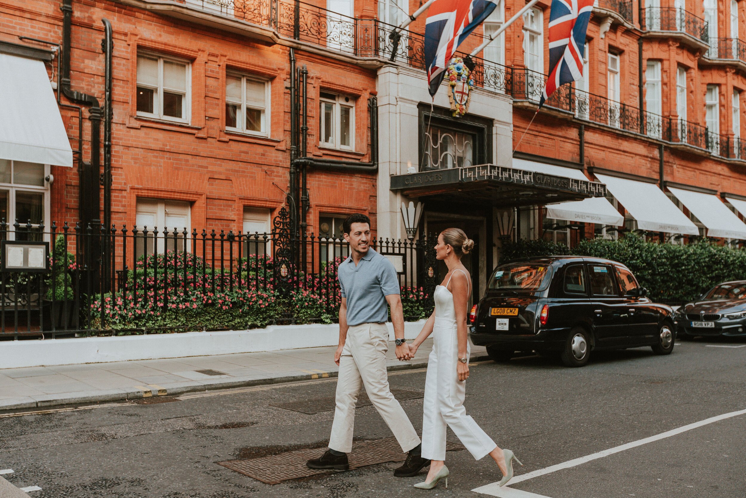 Beautiful bride Leilah wore wedding separates - trousers and a top - from Halfpenny London