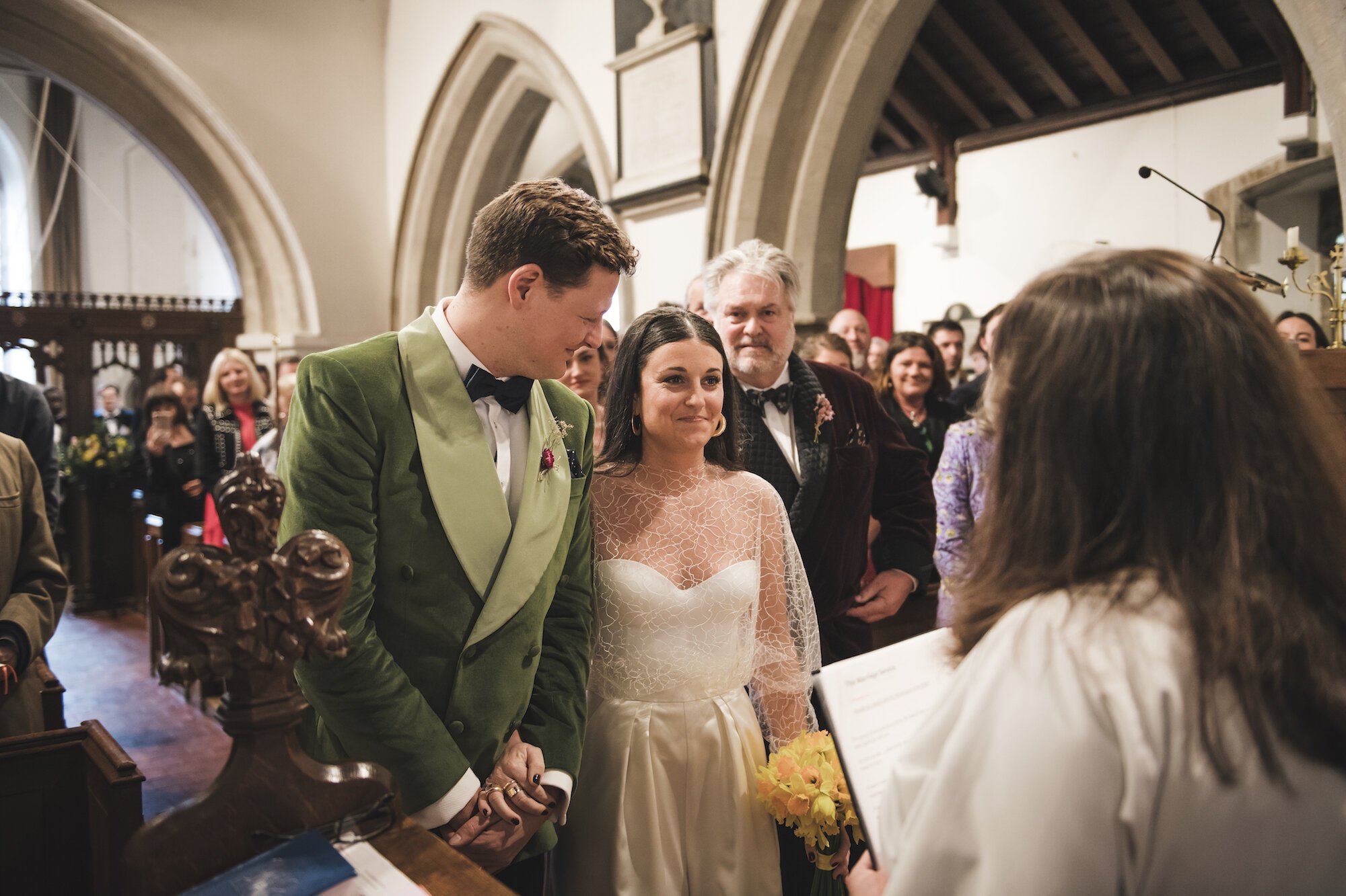 Beautiful bride Megan wore a wedding outfit by Halfpenny London | Image by Ed O'Mahoney