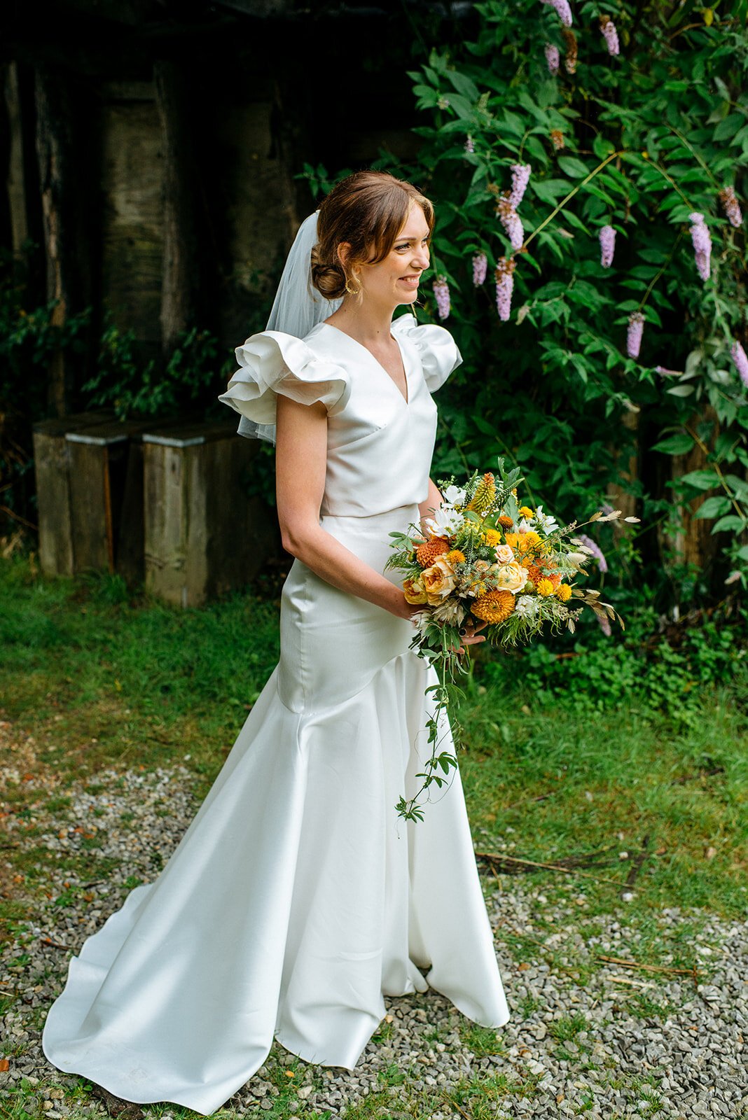 Beautiful bride Steph wore the George top and skirt by Halfpenny London for her wedding day