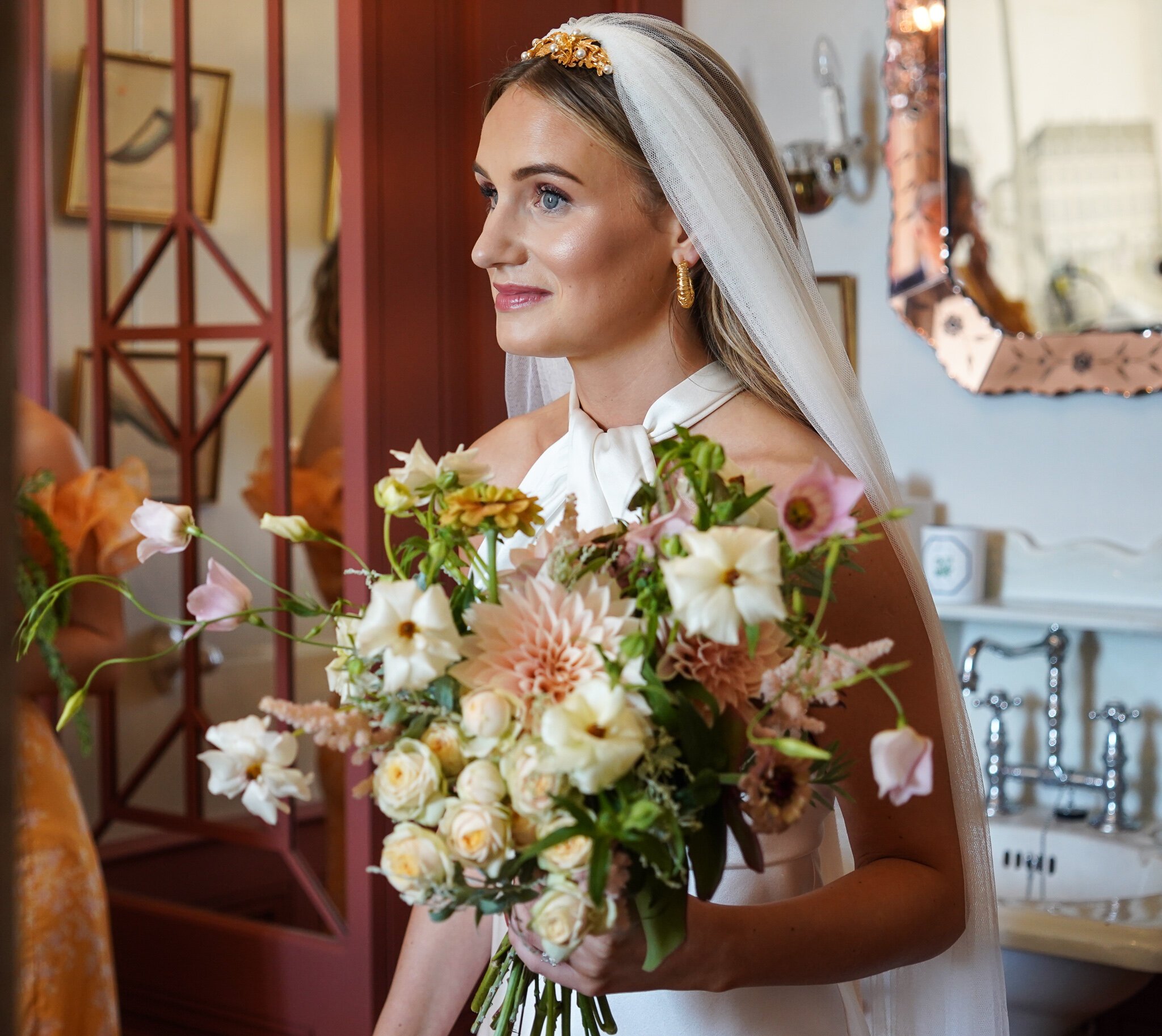 Beautiful bride Aisling wore the Cheryl wedding dress by Halfpenny London