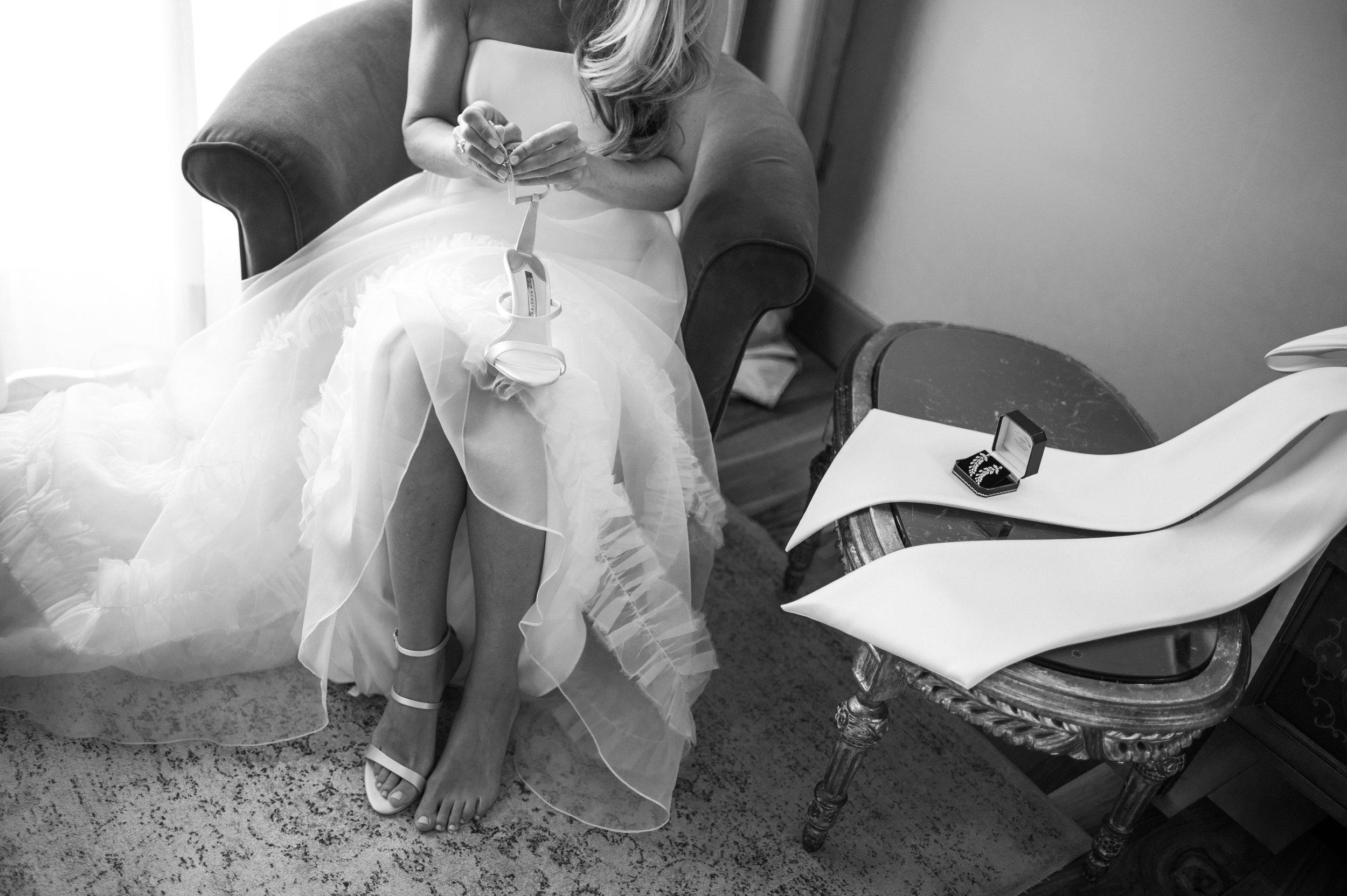 Beautiful bride Alice wore the Oliver wedding dress, sheer organza Mayfair skirt and Issa shrug.