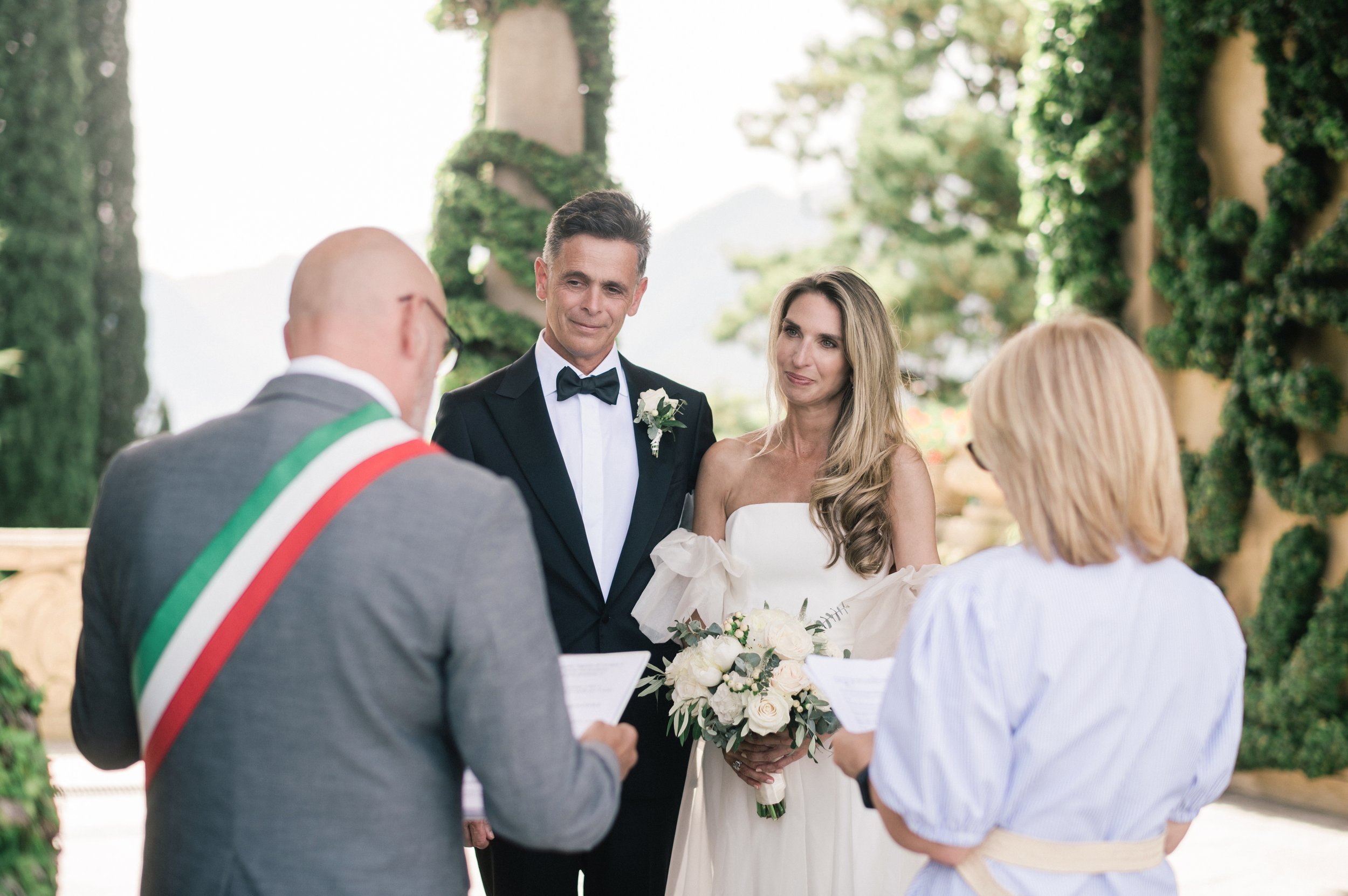 Beautiful bride Alice wore the Oliver wedding dress, sheer organza Mayfair skirt and Issa shrug.