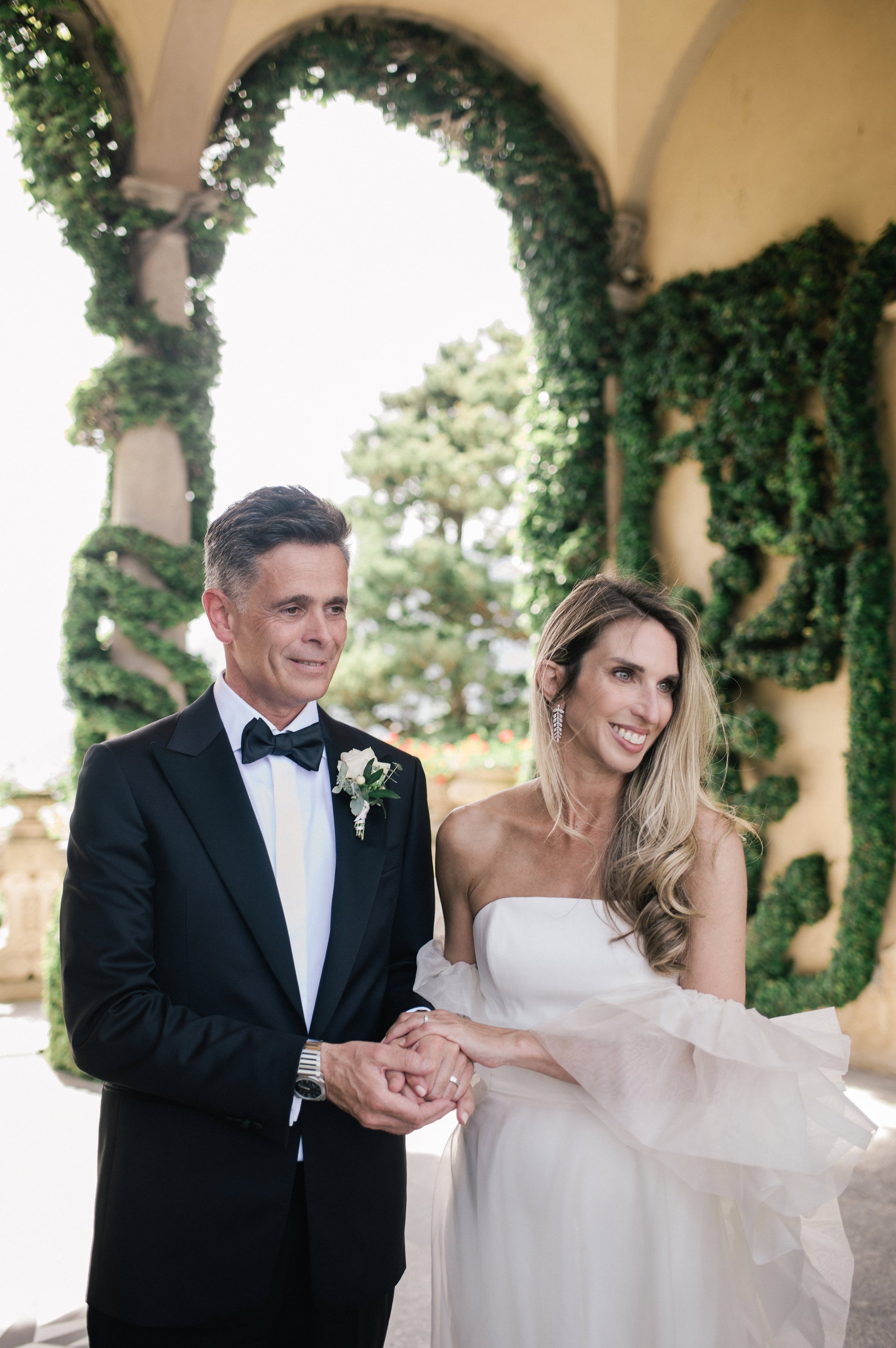 Beautiful bride Alice wore the Oliver wedding dress, sheer organza Mayfair skirt and Issa shrug.