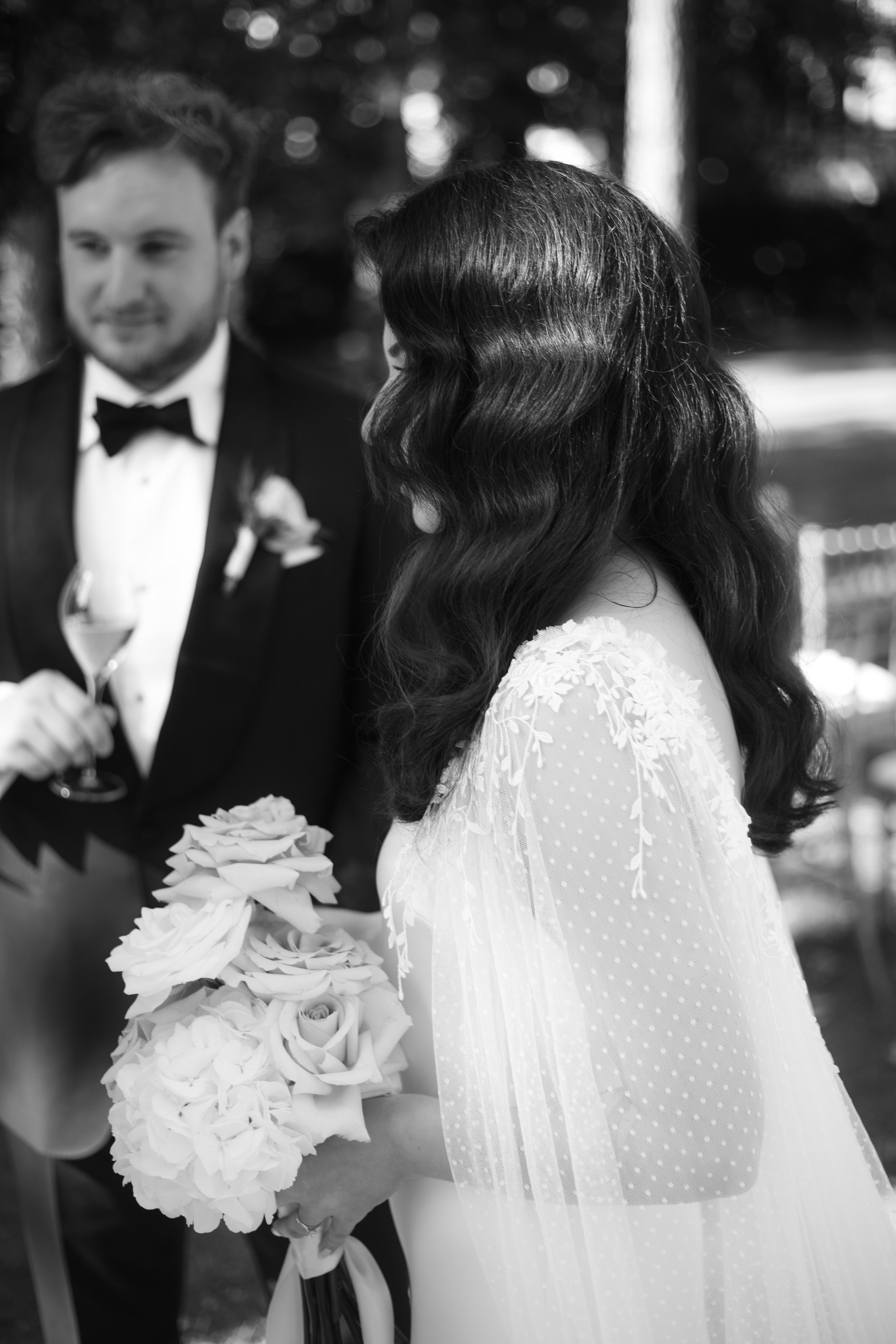Beautiful bride Lisa wore the Iris slip and Peter cape | Wedding dress by Halfpenny London