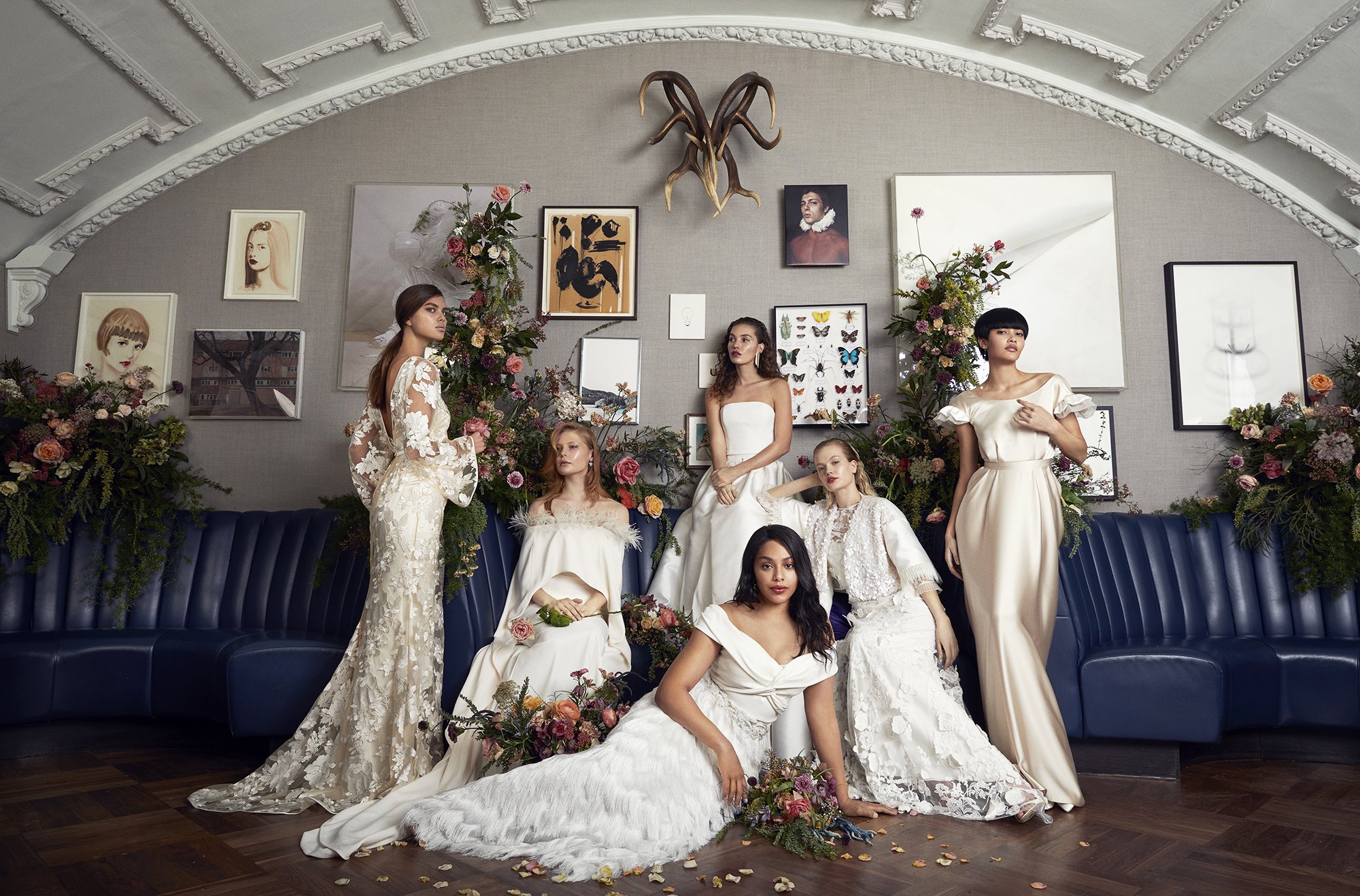 An inspiration shoot at the Groucho Club with Halfpenny London wedding dresses