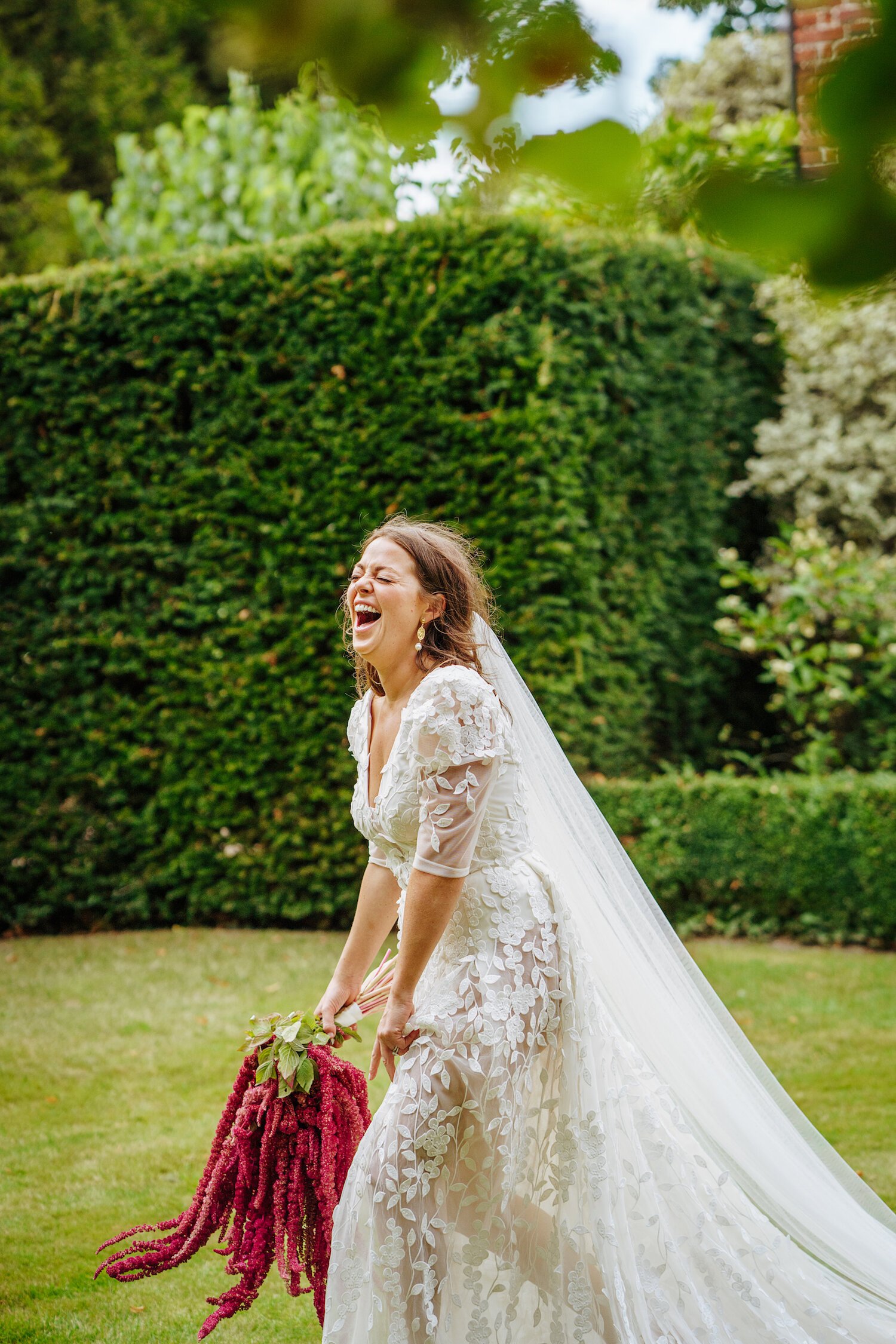 Beautiful bride Georgie wears a bespoke dress by Halfpenny London