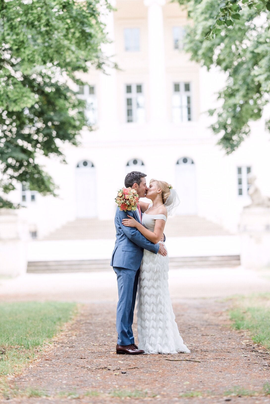 Beautiful bride Julia wears the Ivy skirt and Harbour top from Halfpenny London