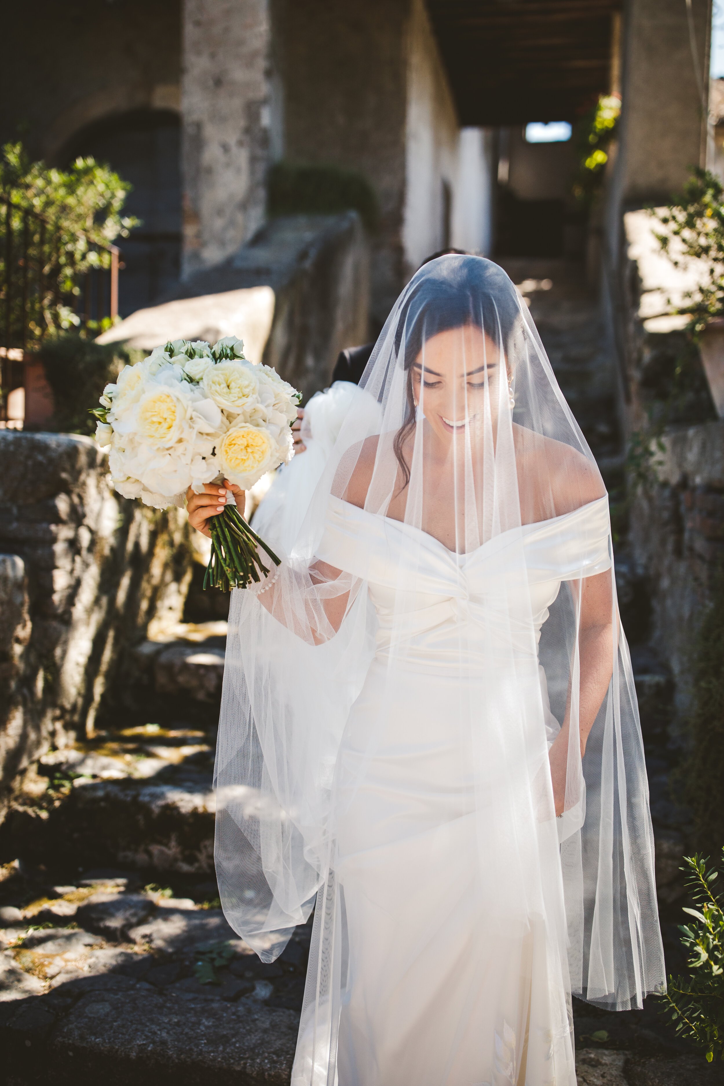 Beautiful bride Aislinn wears the Daffodil dress by Halfpenny London