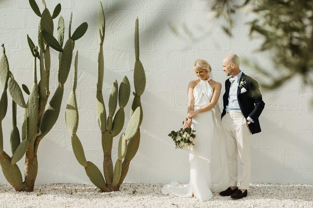 Beautiful bride Morag wears the Cheryl dress by British bridal designer Halfpenny London