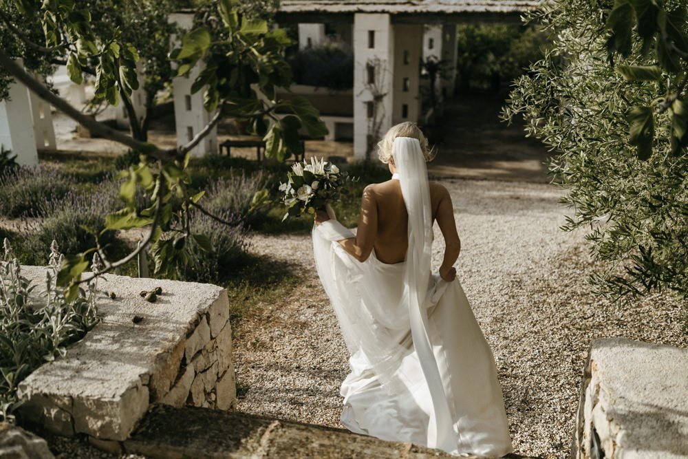 Beautiful bride Morag wears the Cheryl dress by British bridal designer Halfpenny London