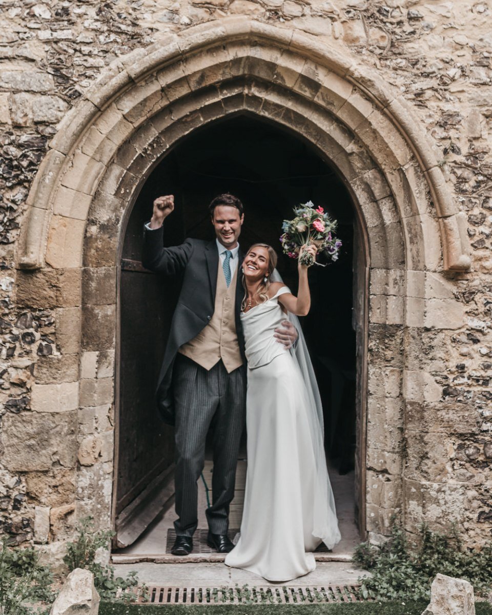 Beautiful bride Lottie wears the Charlotte dress by Halfpenny London