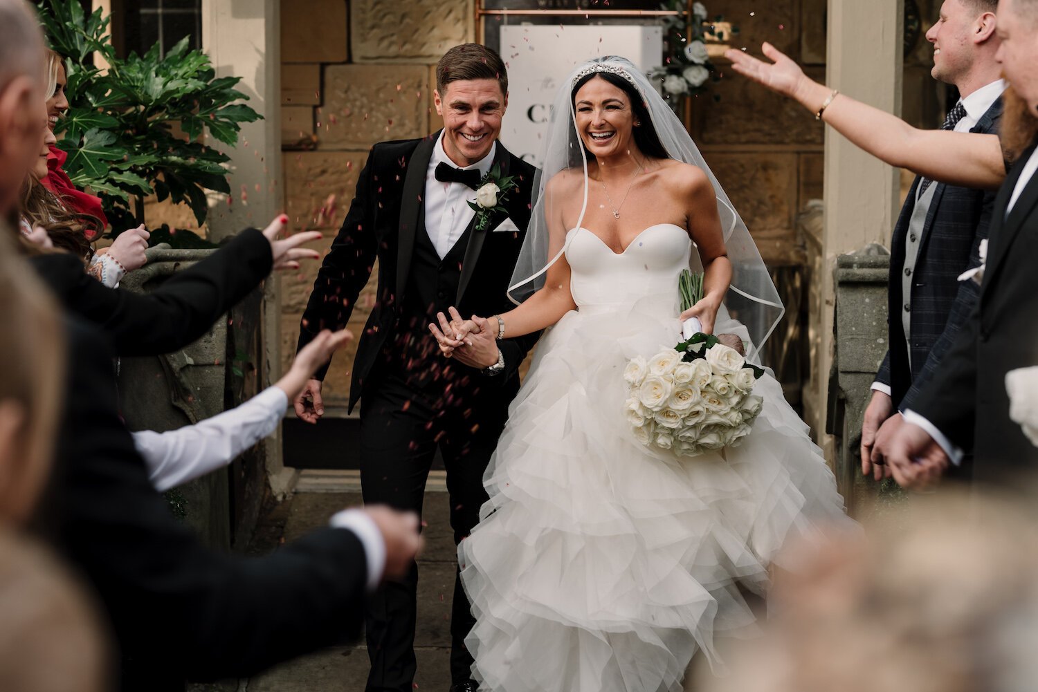 Beautiful bride Caroline wears the Riri skirt from British bridal designer Halfpenny London