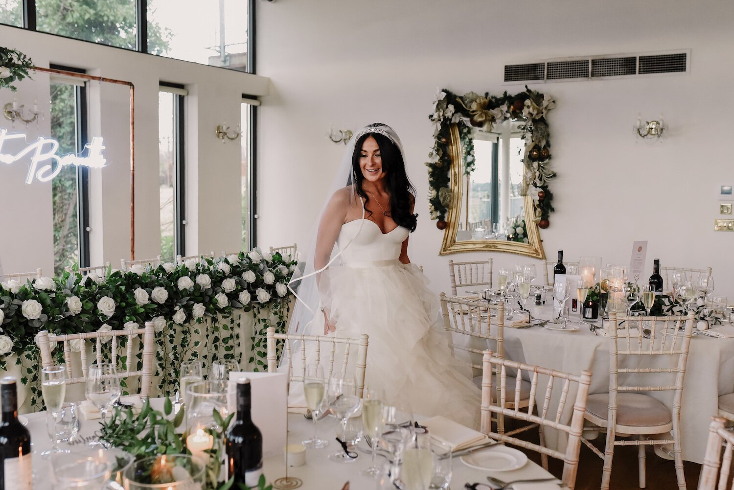 Beautiful bride Caroline wears the Riri skirt from British bridal designer Halfpenny London