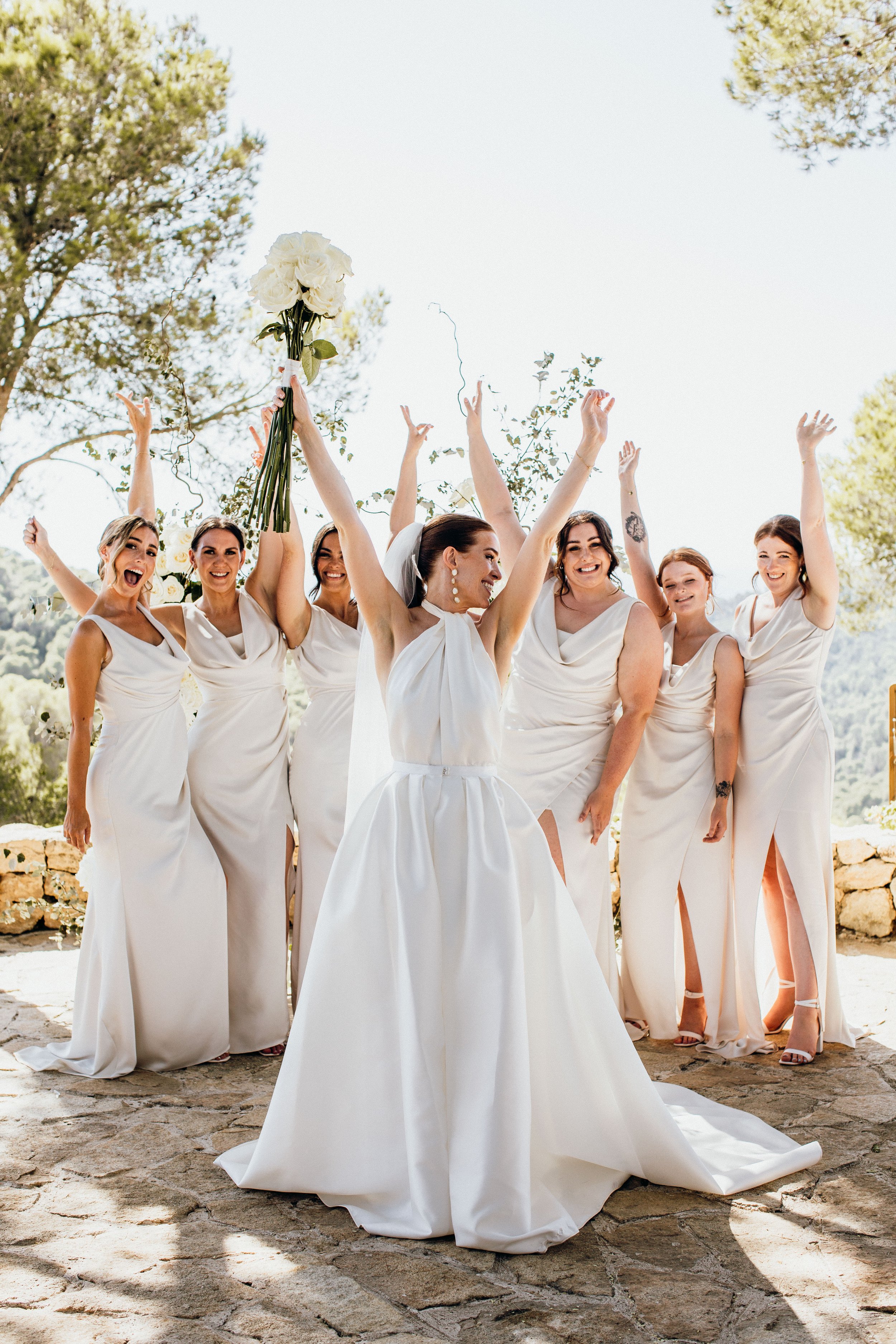 Beautiful bride Johanna wore the Cheryl wedding dress and Christian overskirt by Halfpenny London