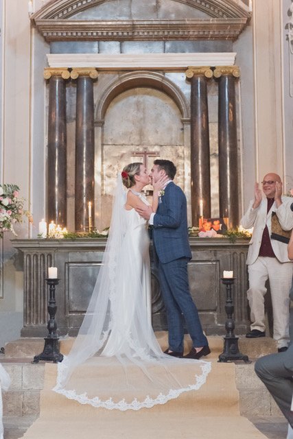 Beautiful bride Ruth wears the Sarah dress by Halfpenny London