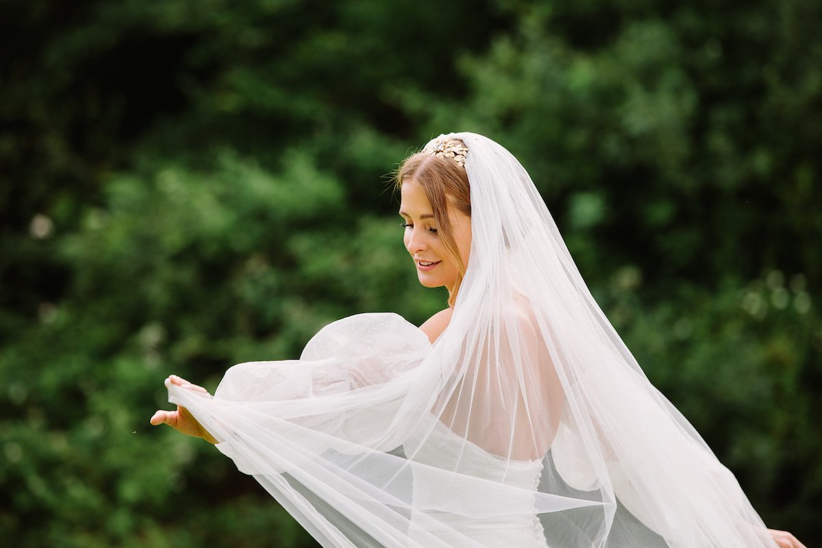 Millie Mackintosh wedding wearing a bespoke Halfpenny London