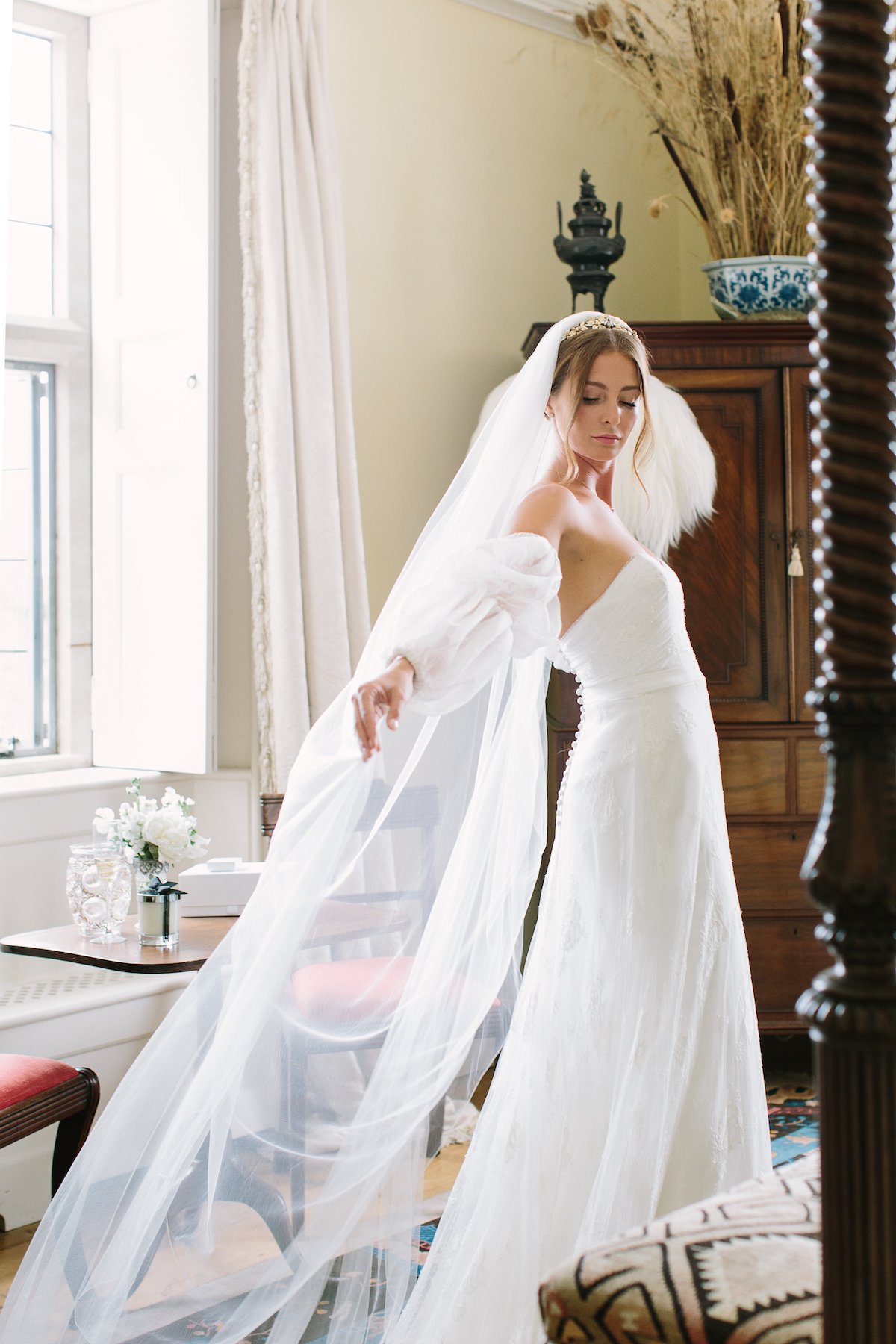 Millie Mackintosh wedding wearing a bespoke Halfpenny London