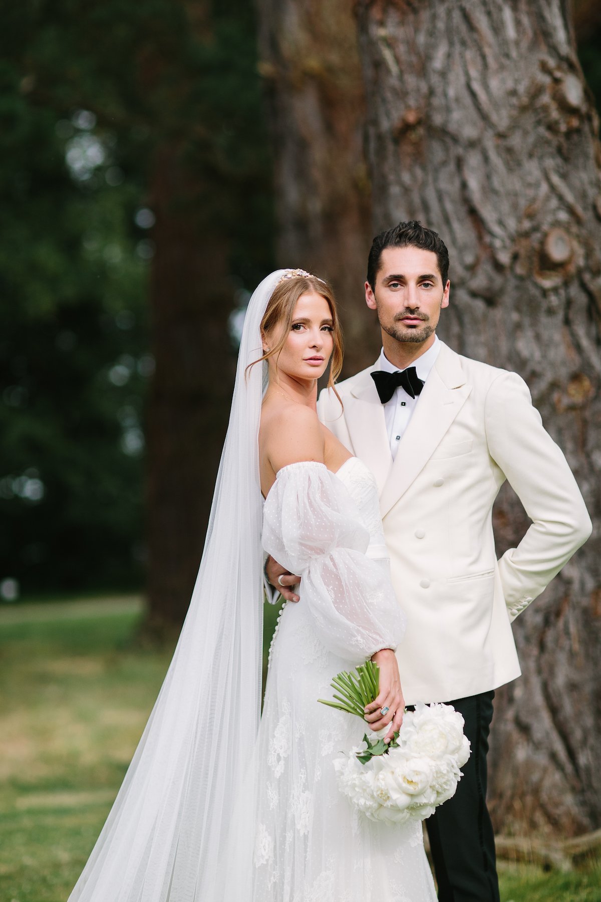 Millie Mackintosh wedding wearing a bespoke Halfpenny London