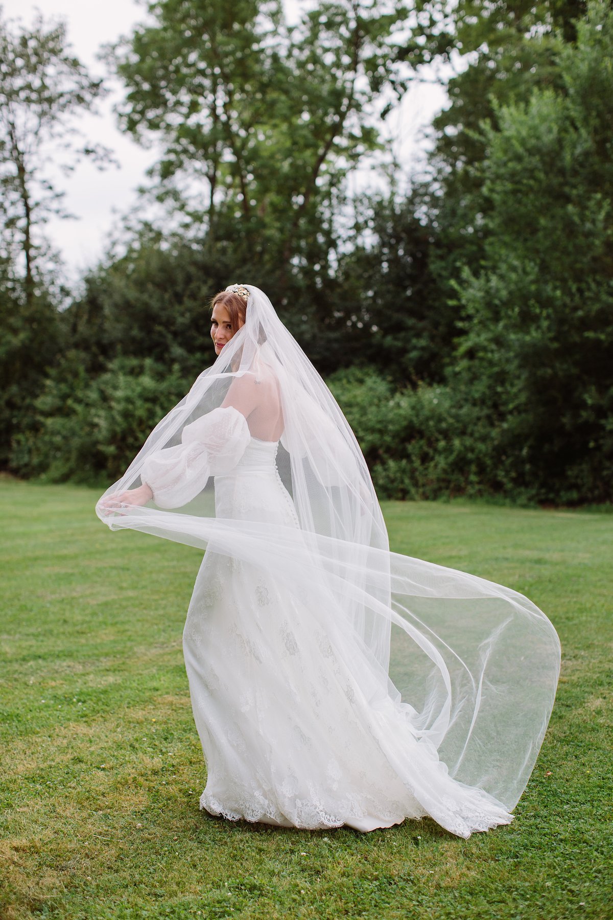 Millie Mackintosh wedding wearing a bespoke Halfpenny London