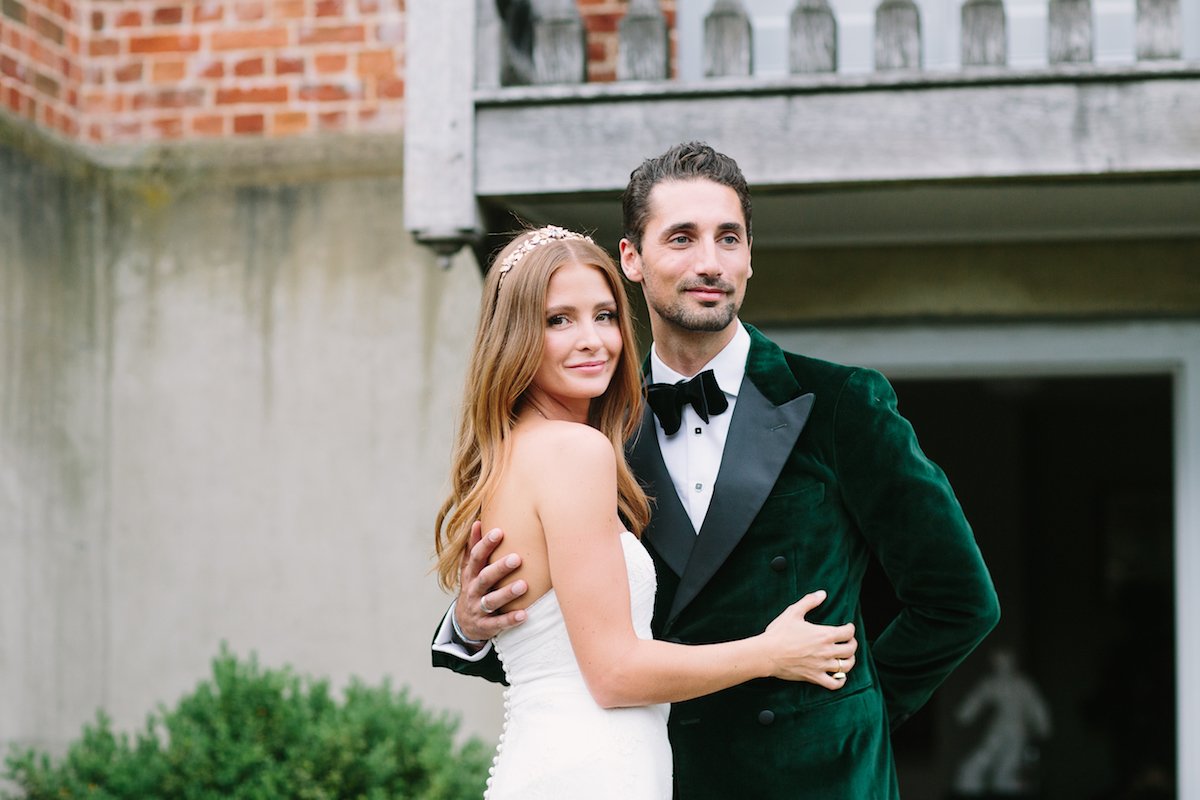 Millie Mackintosh wedding wearing a bespoke Halfpenny London