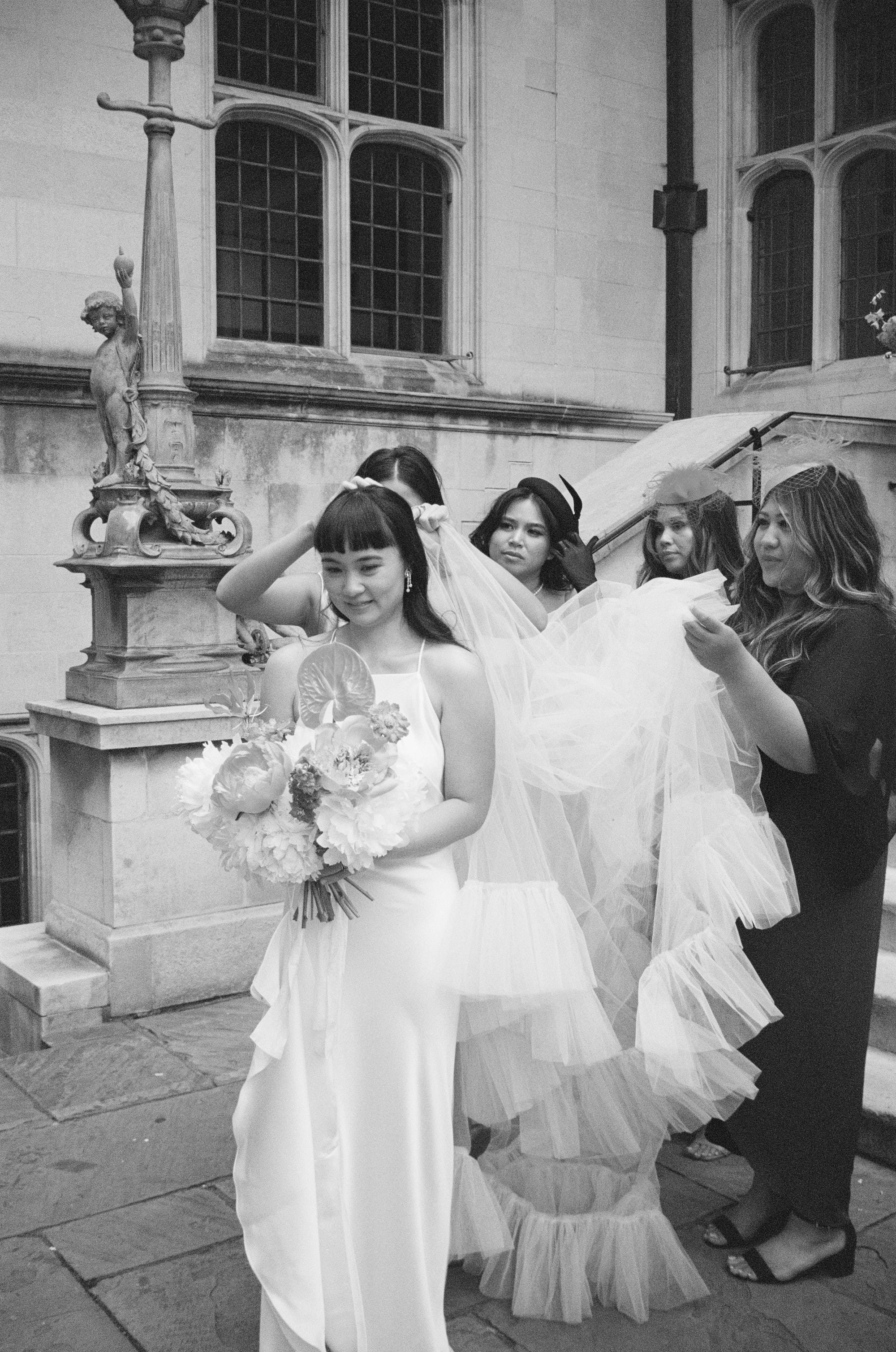 Beautiful bride Angela wore the Max wedding dress and Margaret veil by Halfpenny London