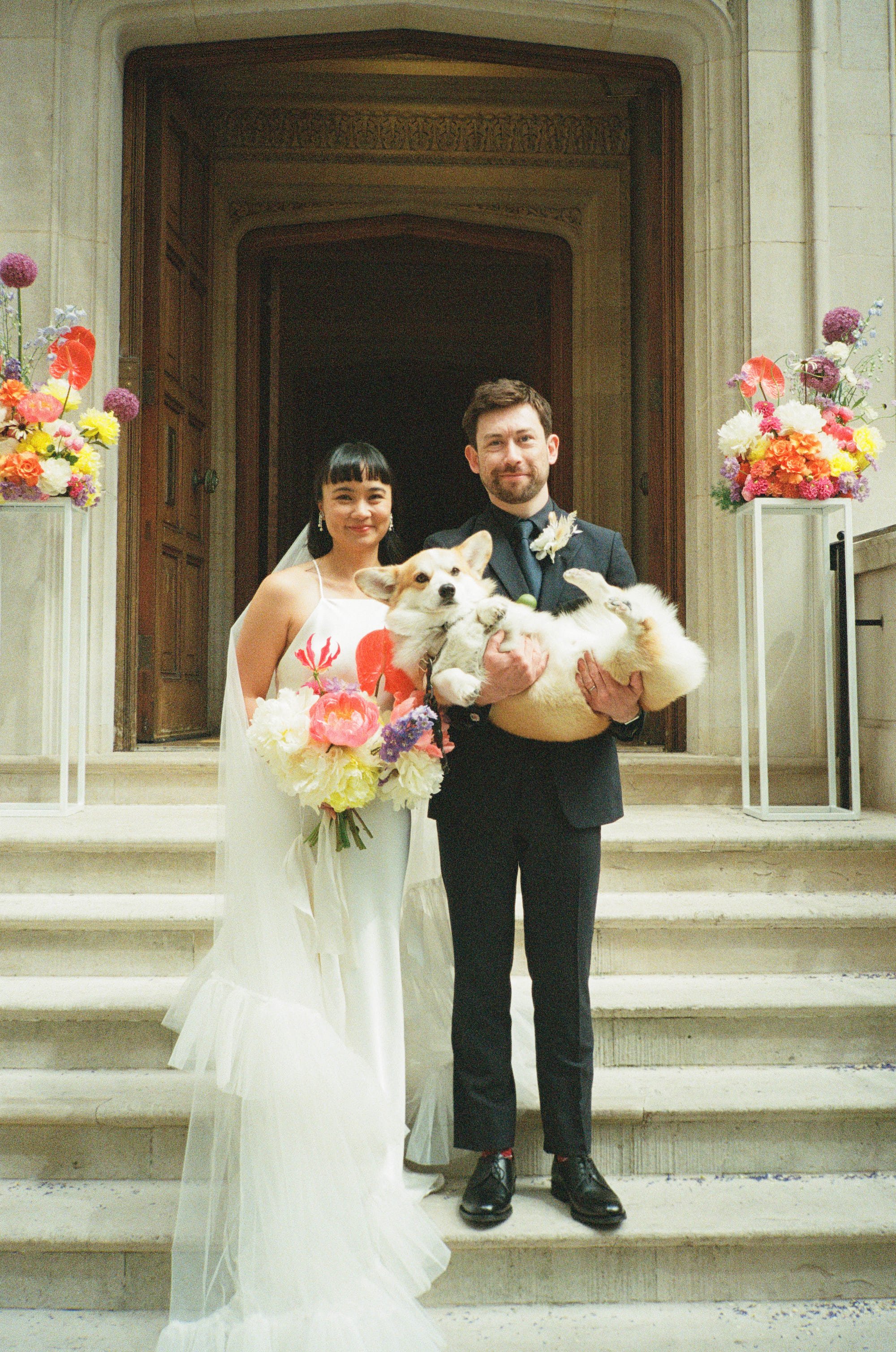 Beautiful bride Angela wore the Max wedding dress and Margaret veil by Halfpenny London