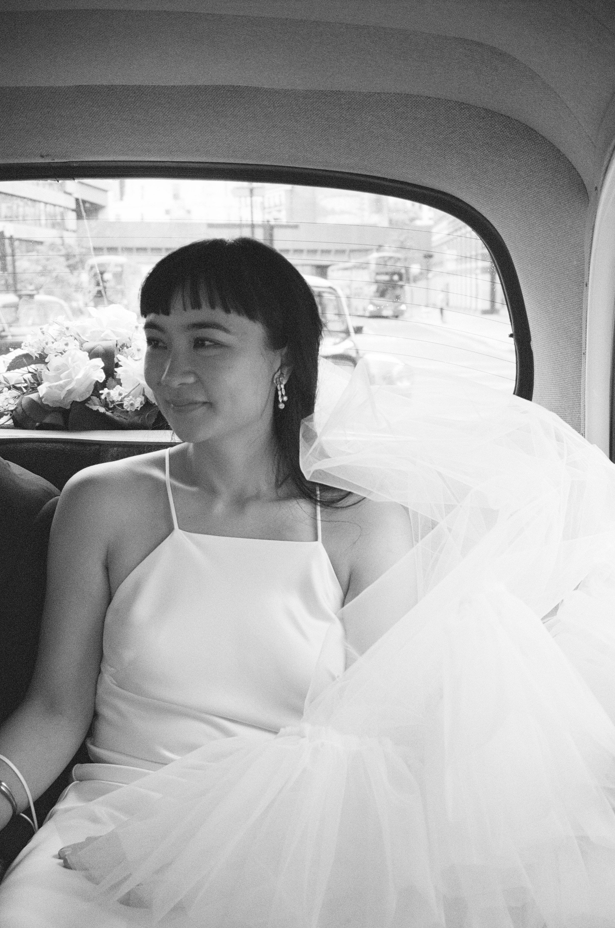 Beautiful bride Angela wore the Max wedding dress and Margaret veil by Halfpenny London