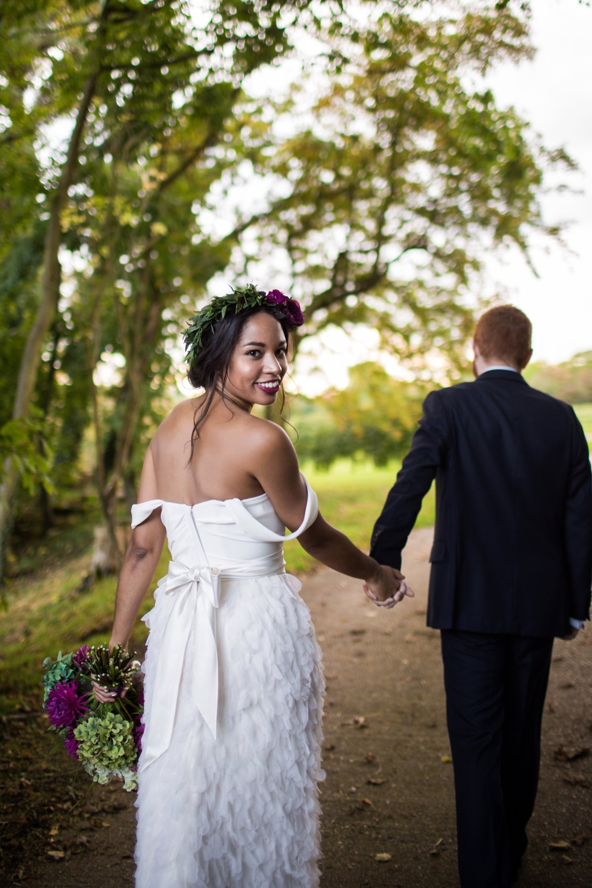 Beautiful bride Leah wore a wedding dress by Halfpenny London