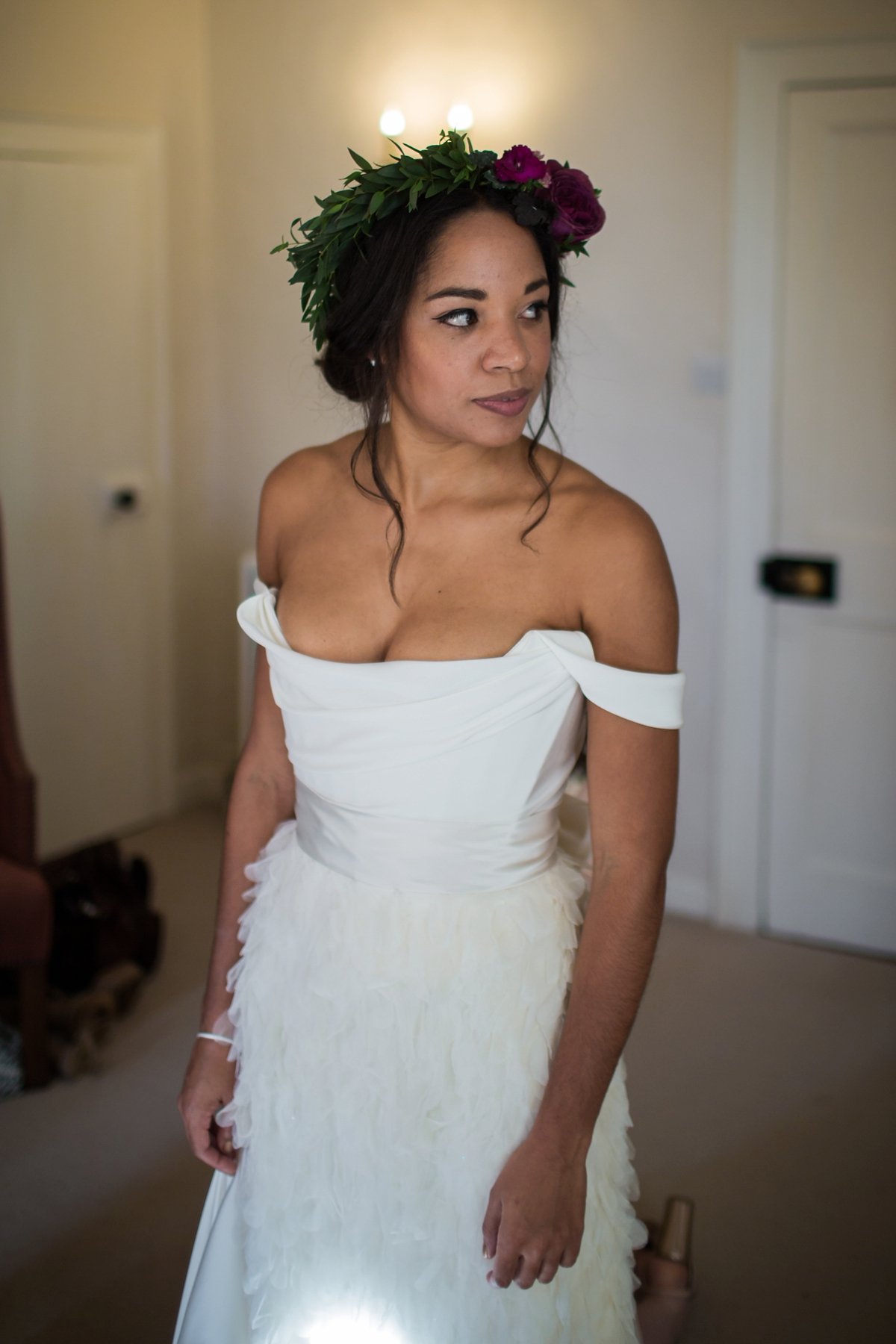 Beautiful bride Leah wore a wedding dress by Halfpenny London