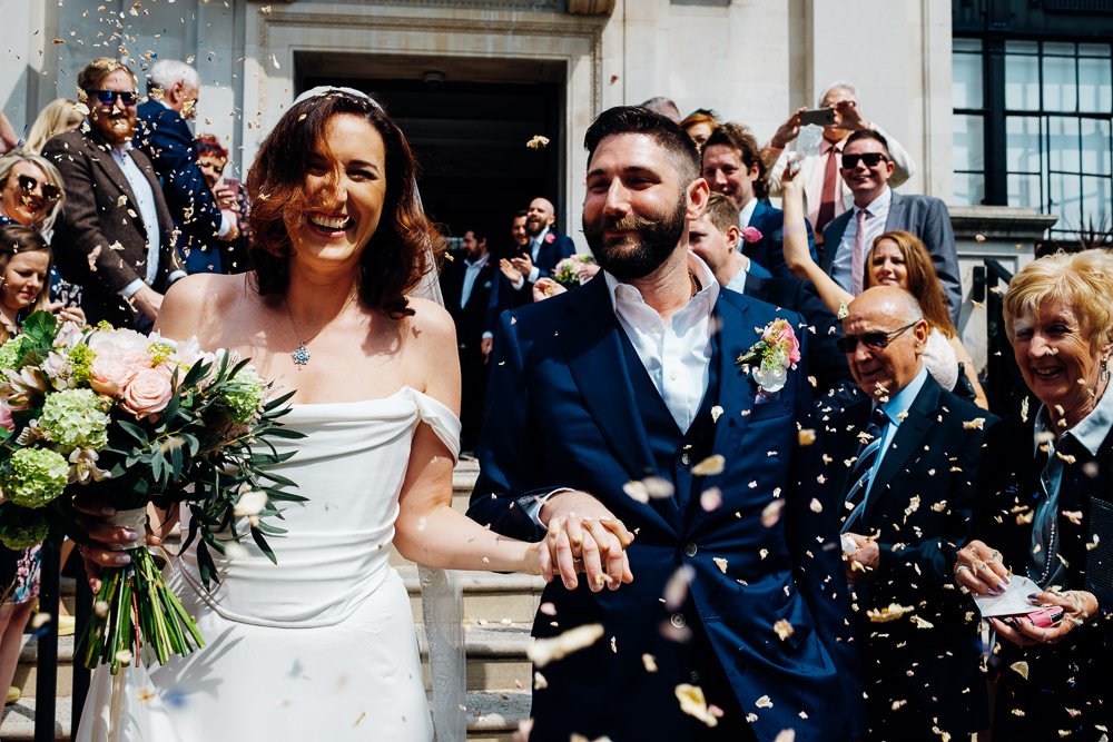 Beautiful bride Hannah wears the Andrea corset and skirt by Halfpenny London