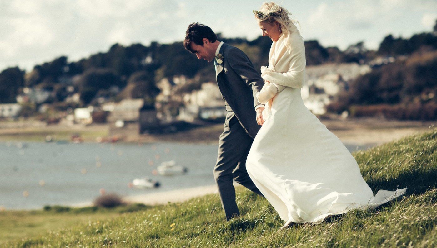 Beautiful bride Carly wears the Vera dress by Halfpenny London