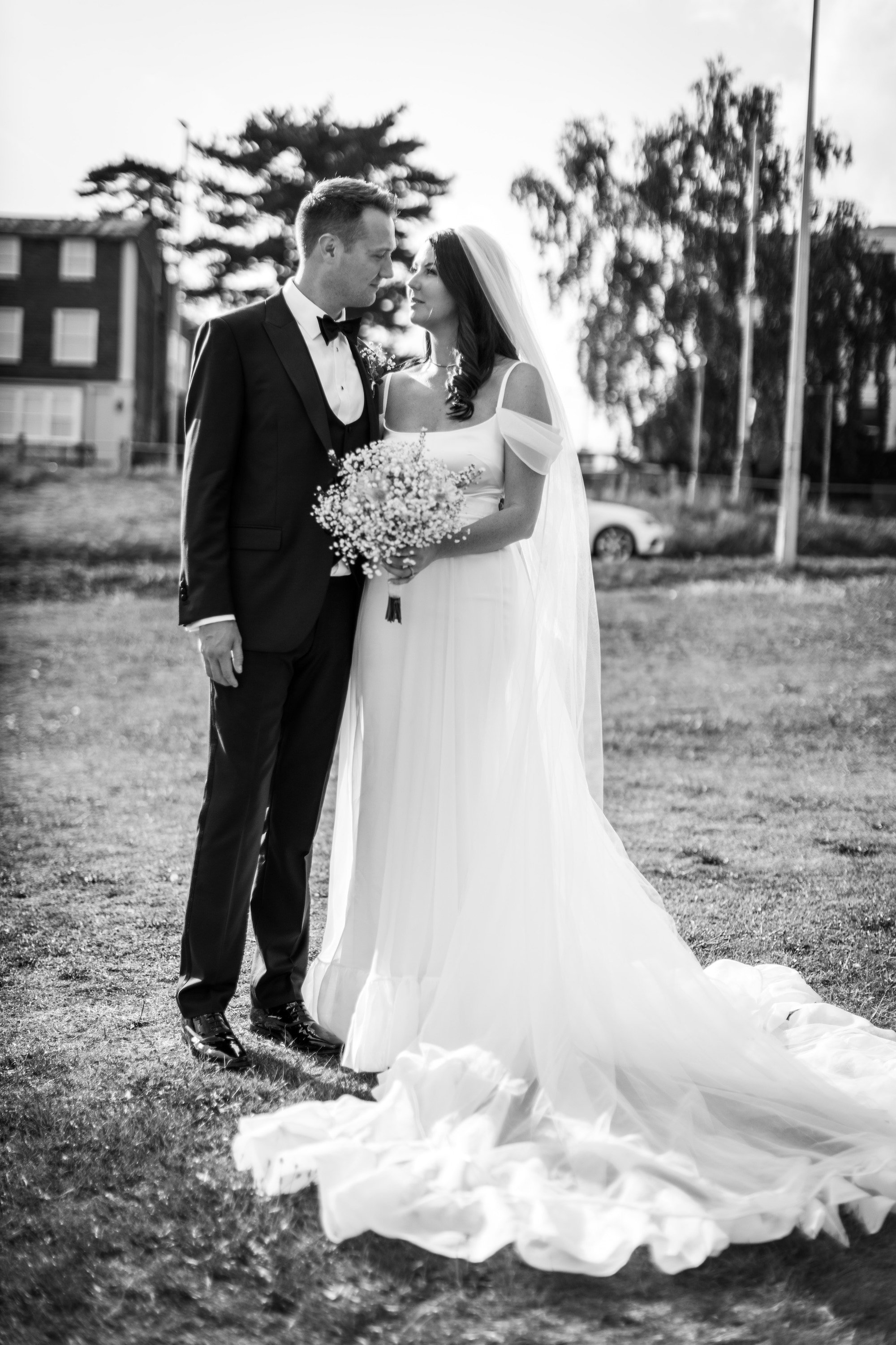 Beautiful bride Sophie wears the Dion dress with bespoke sleeves and the Moon skirt | Wedding dress by Halfpenny London