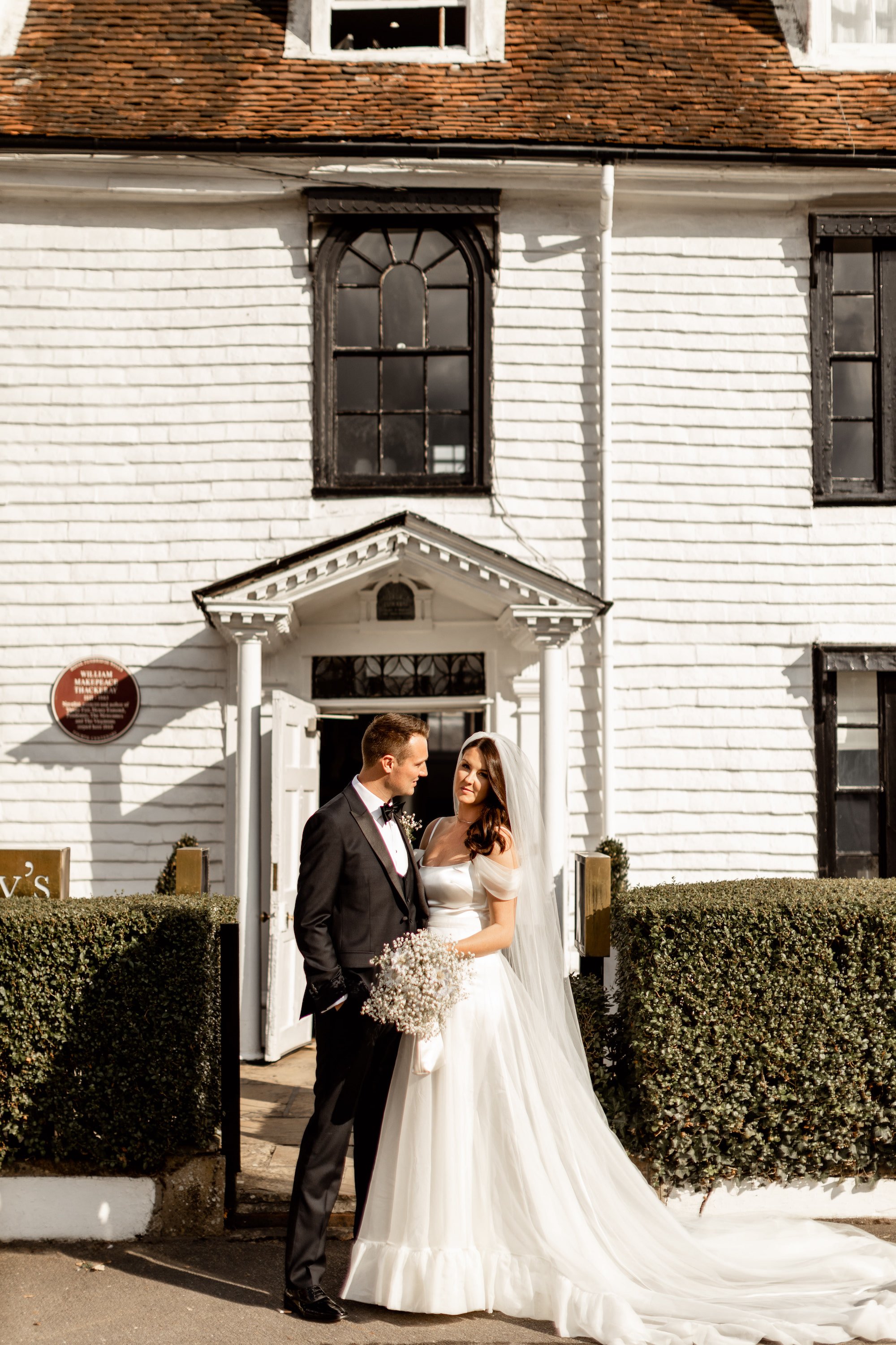 Beautiful bride Sophie wears the Dion dress with bespoke sleeves and the Moon skirt | Wedding dress by Halfpenny London