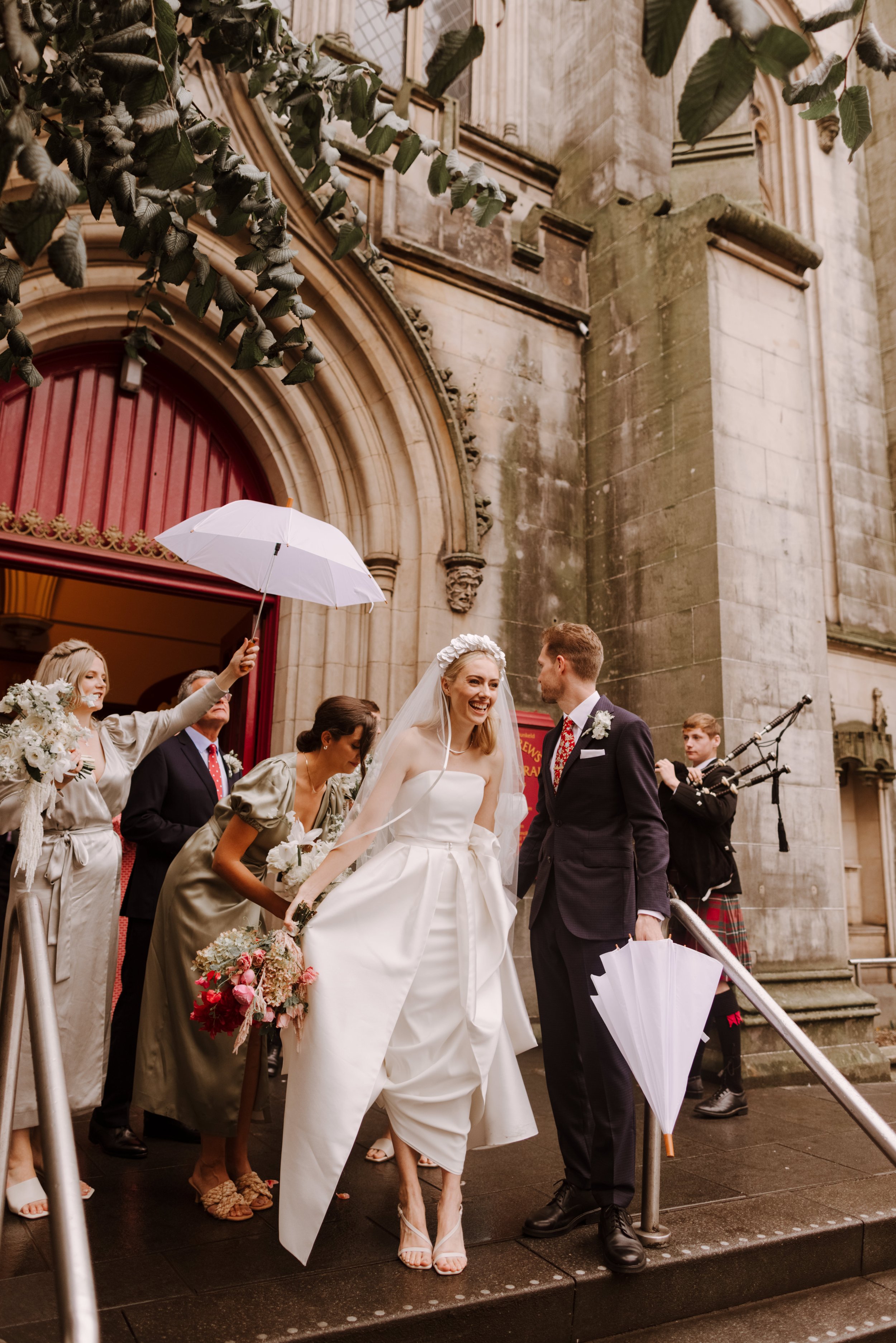 Beautiful bride Nadia wore the Oliver wedding dress and Christian overskirt by Halfpenny London