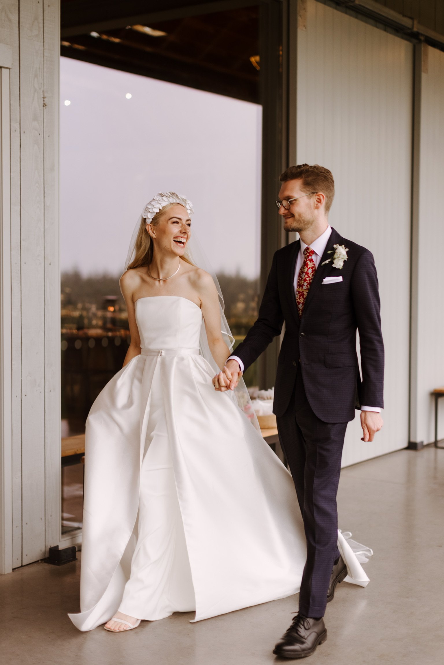 Beautiful bride Nadia wore the Oliver wedding dress and Christian overskirt by Halfpenny London