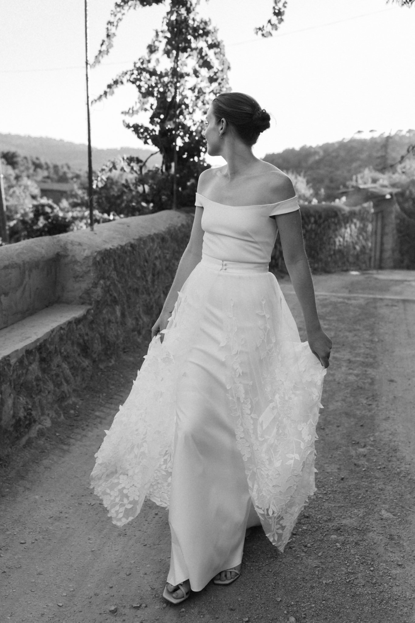 Beautiful bride Rosa wore the Harbour wedding dress and Beale skirt by Halfpenny London