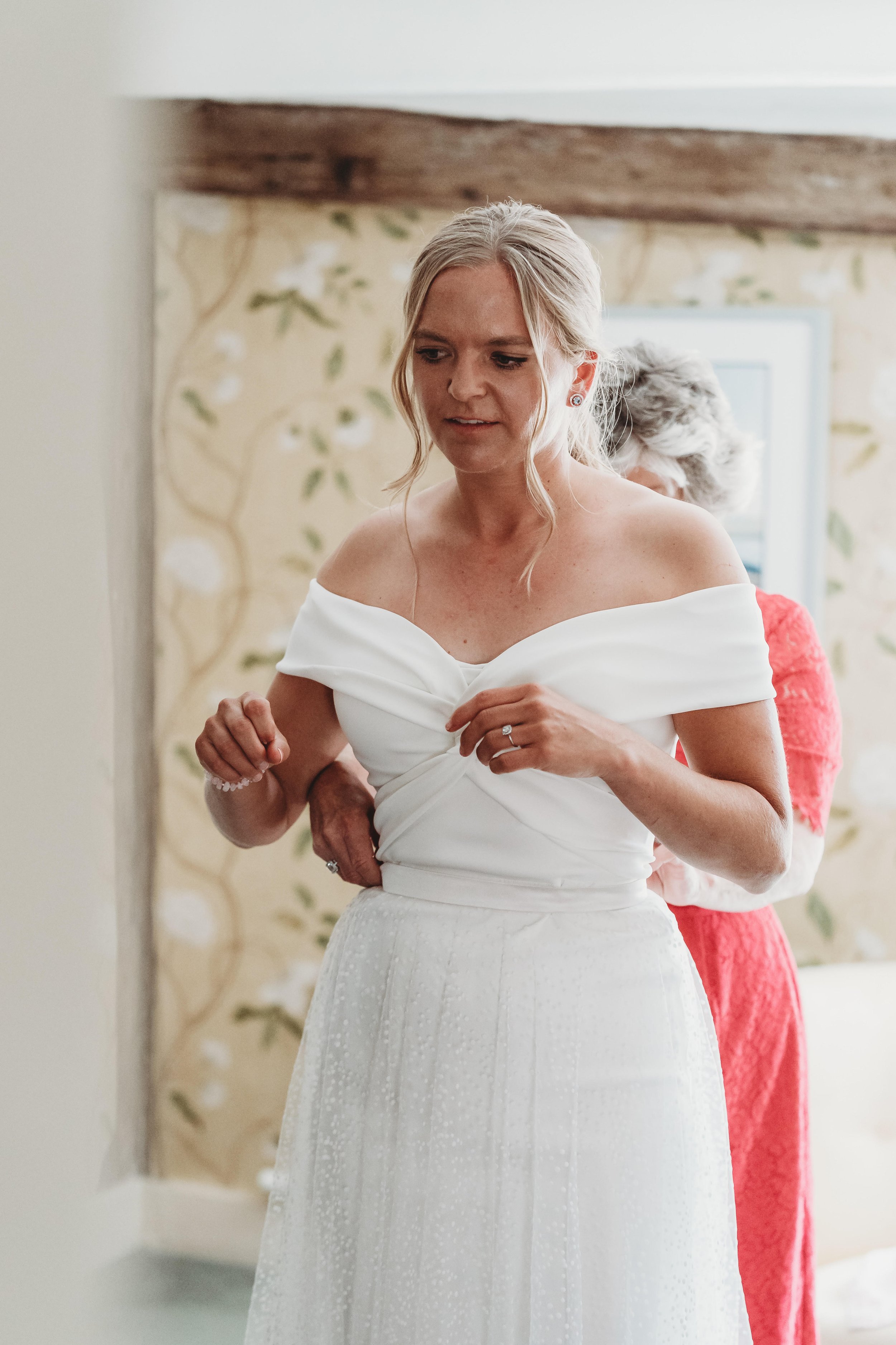 Beautiful bride Alice wears the Daffodil dress and Scotty skirt by Halfpenny London