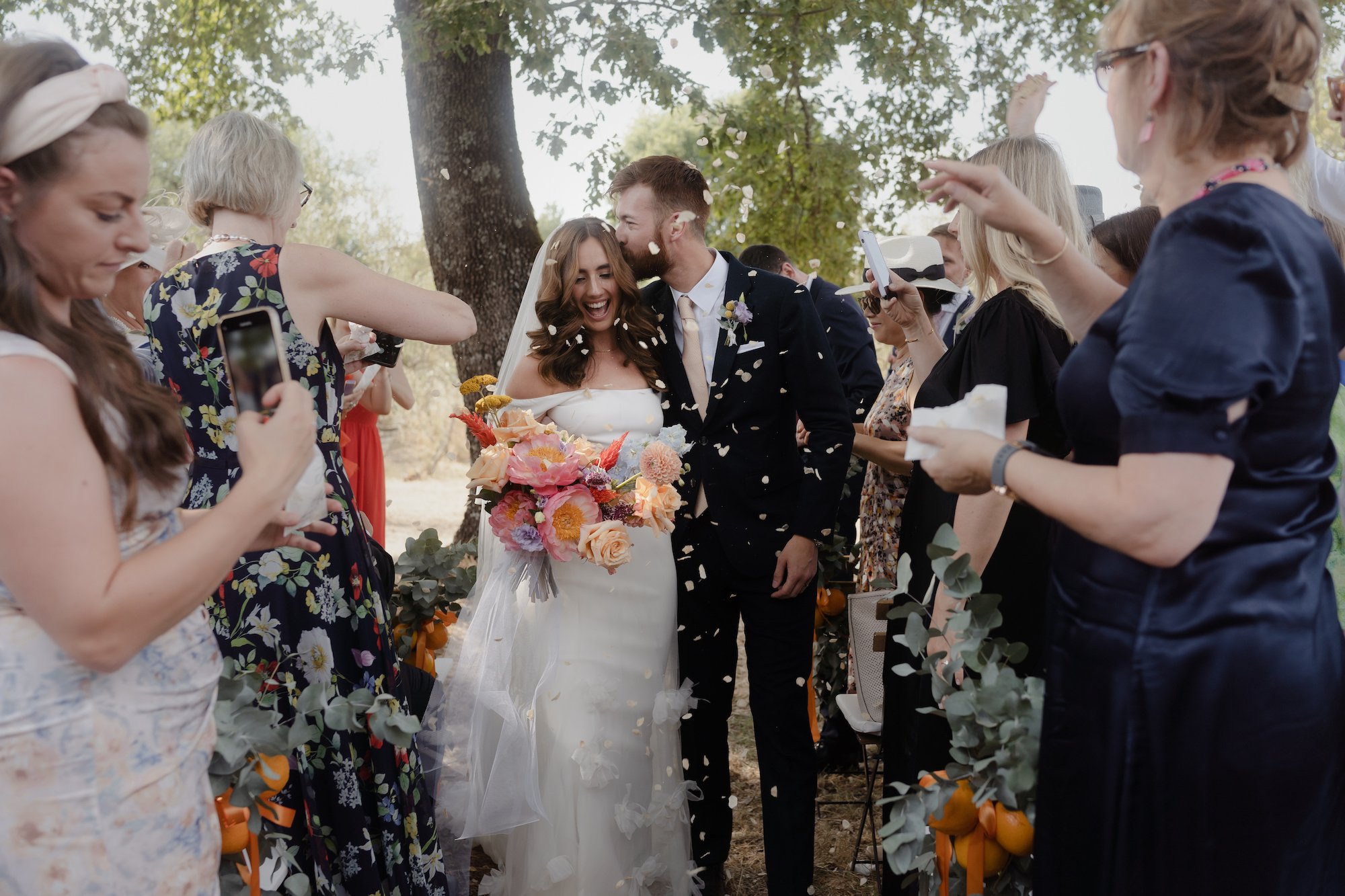 Stunning Halfpenny London bride wears the Harbour wedding dress and the Ozzie skirt