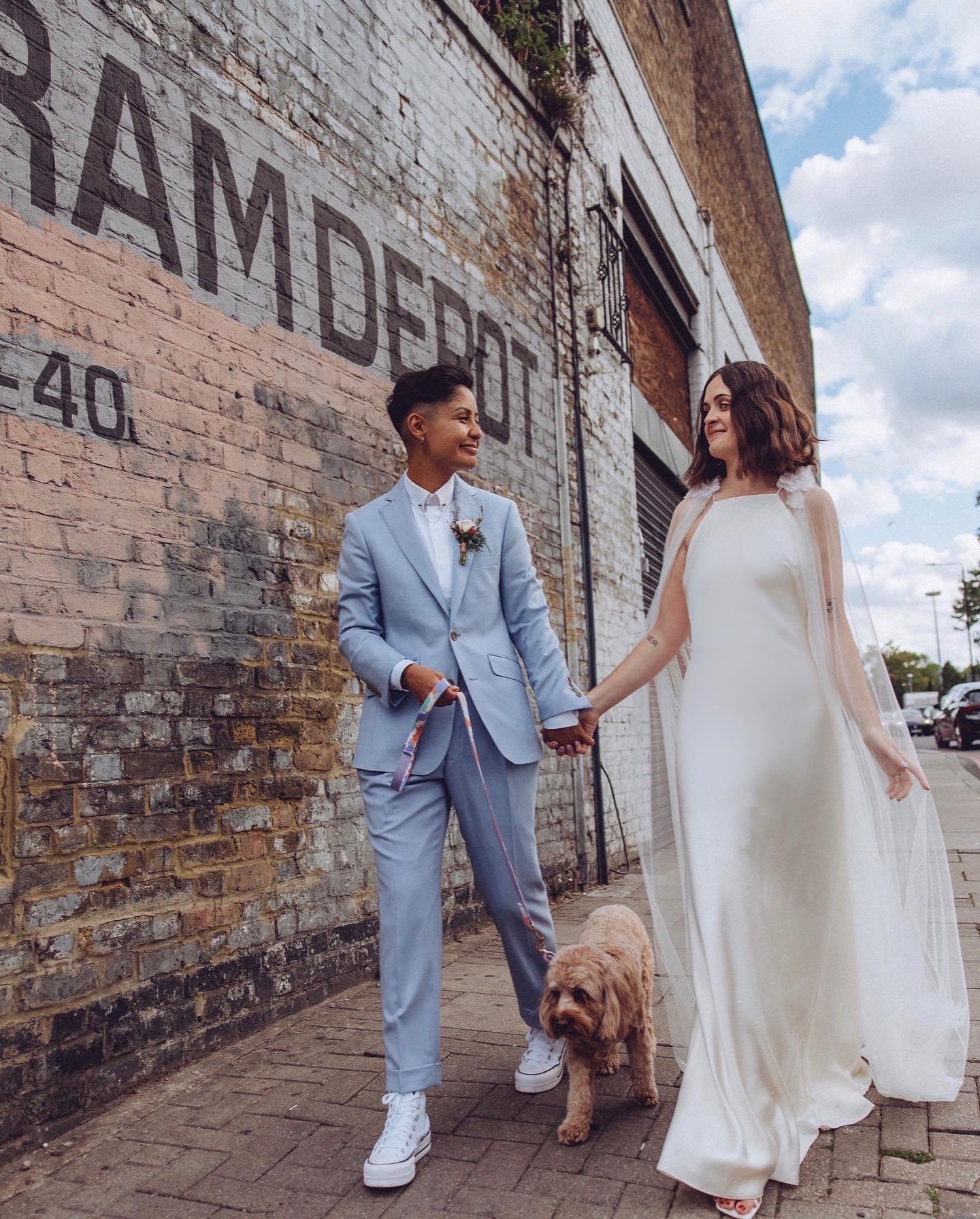 Beautiful bride Hannah wears the Max dress and Campagne cape | Wedding dress by Halfpenny London