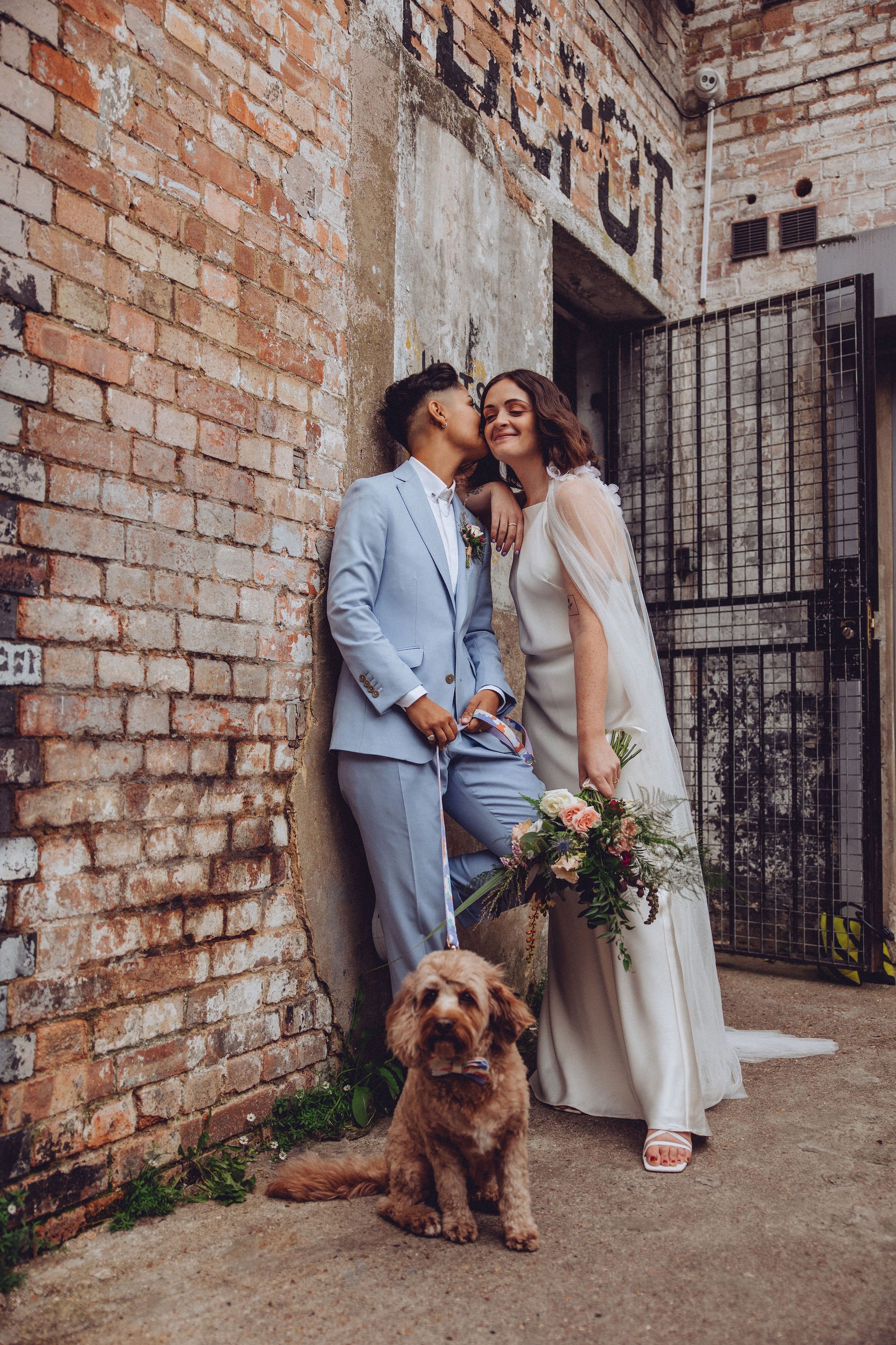 Beautiful bride Hannah wears the Max dress and Campagne cape | Wedding dress by Halfpenny London