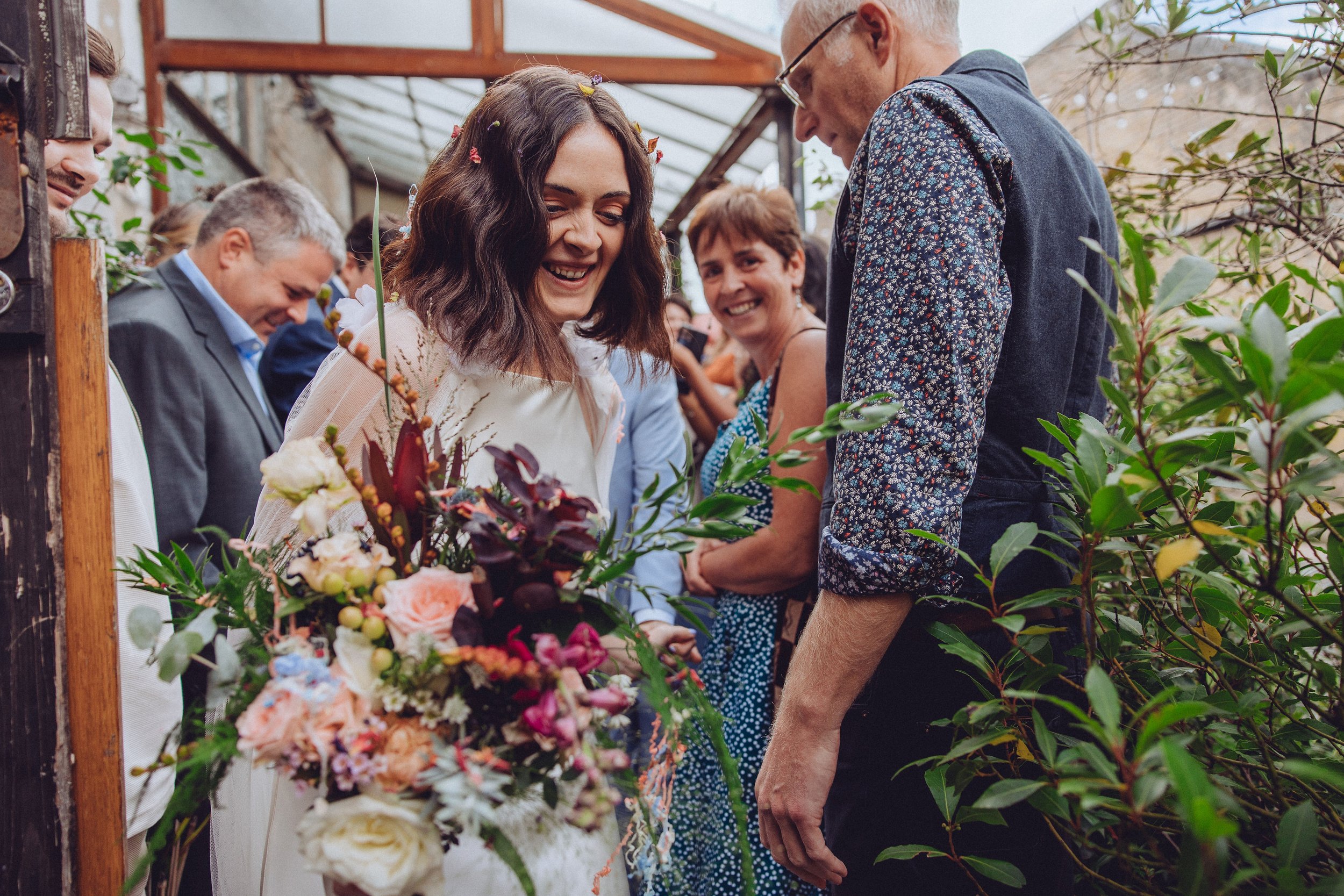 Beautiful bride Hannah wears the Max dress and Campagne cape | Wedding dress by Halfpenny London