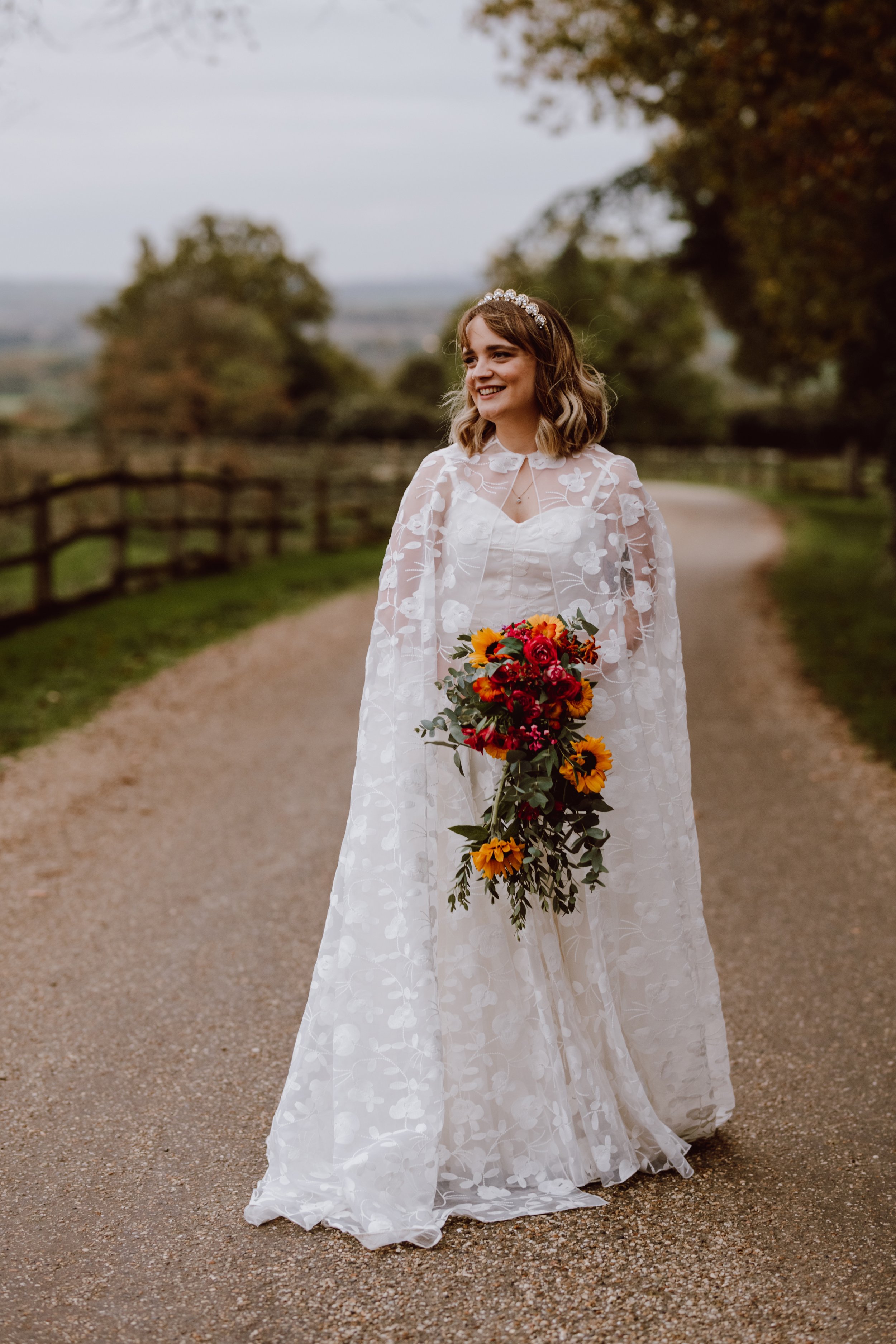 Beautiful Halfpenny London bride Katie wears a ivory floral wedding dress by Halfpenny London