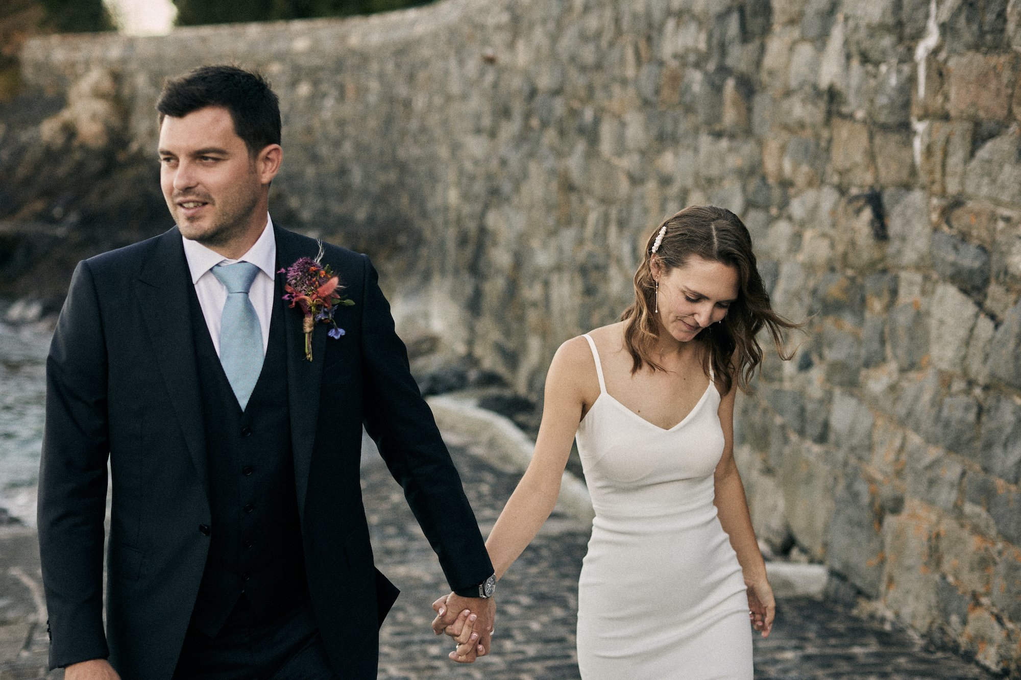 Beautiful bride  Emma wears the pearl dress with the victor slip | Wedding dresses by Halfpenny London