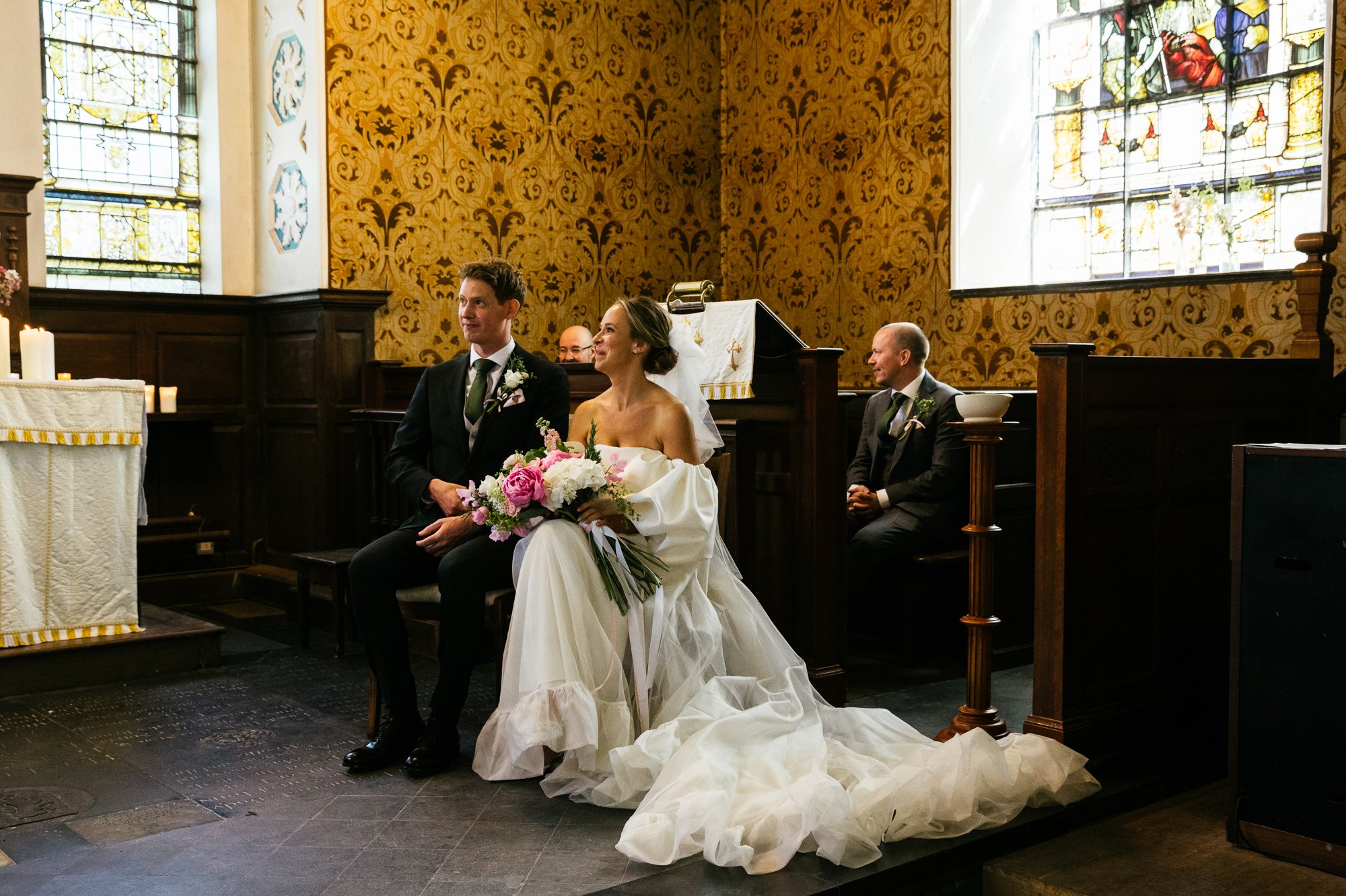 Beautiful bride Lucy wears the Oliver dress and Moon skirt paired with the Sun sleeves | Wedding dresses by Halfpenny London