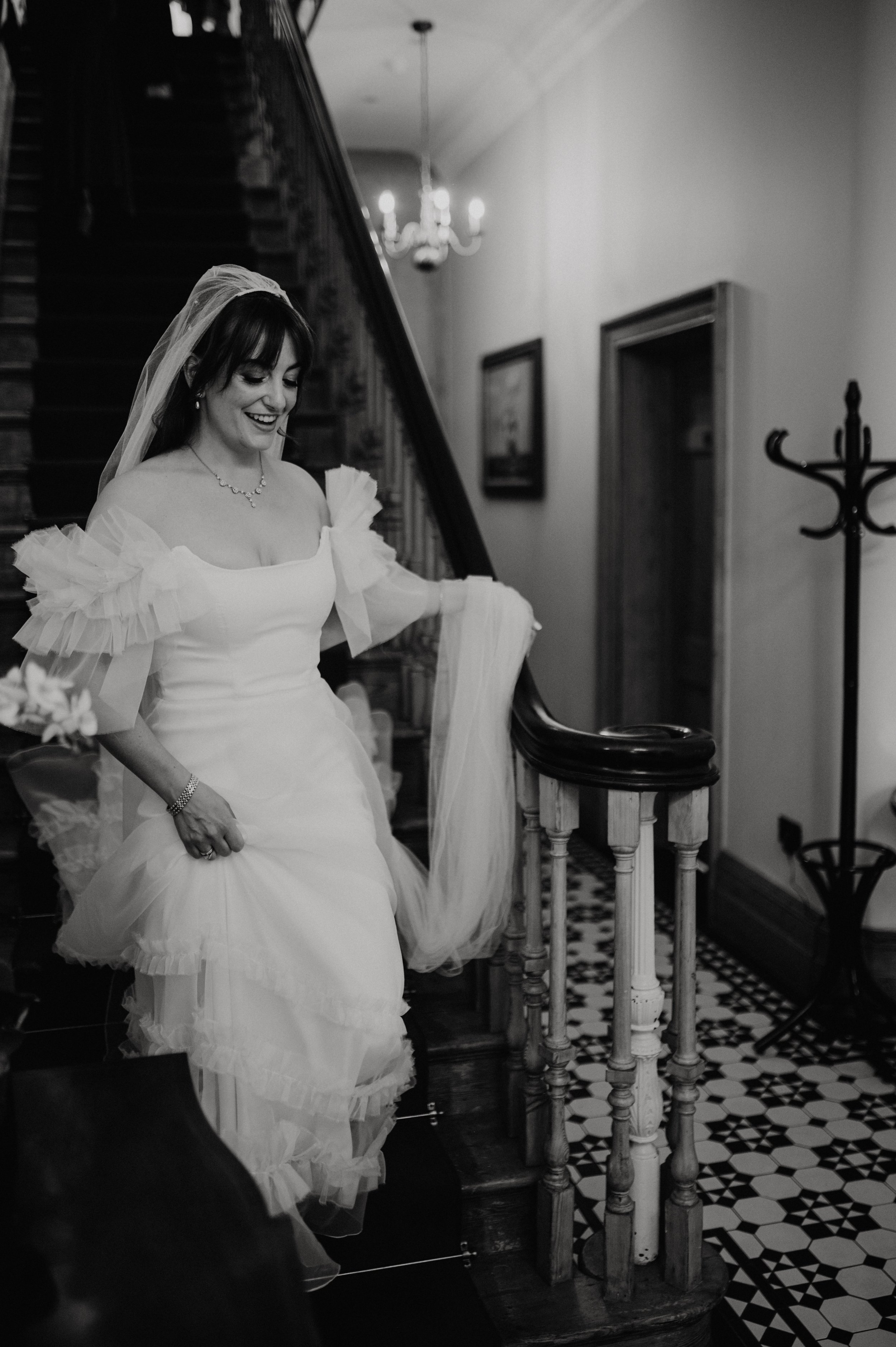 Beautiful bride Juliette wears the Mayfair wedding dress by Halfpenny London