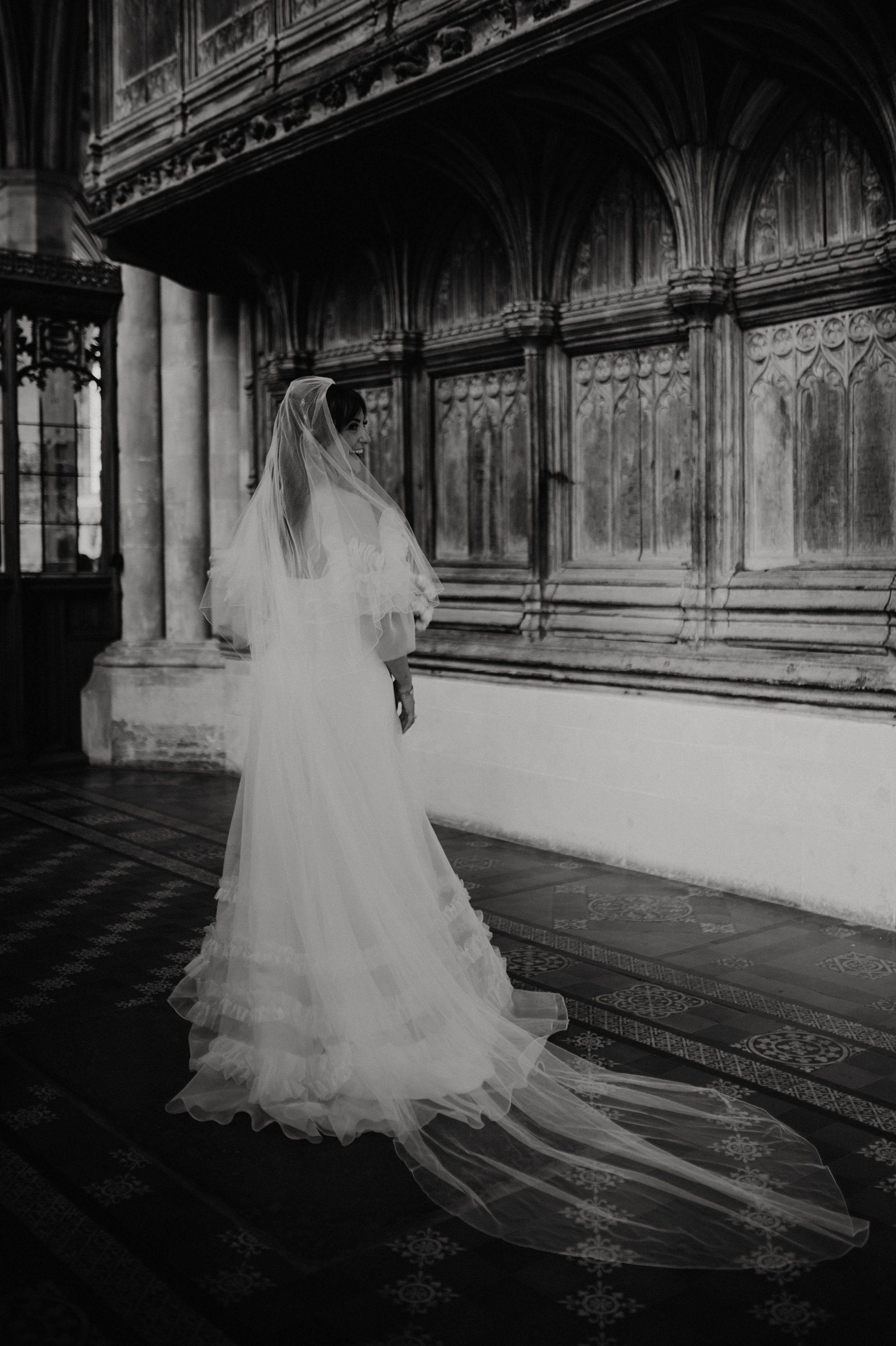 Beautiful bride Juliette wears the Mayfair wedding dress by Halfpenny London
