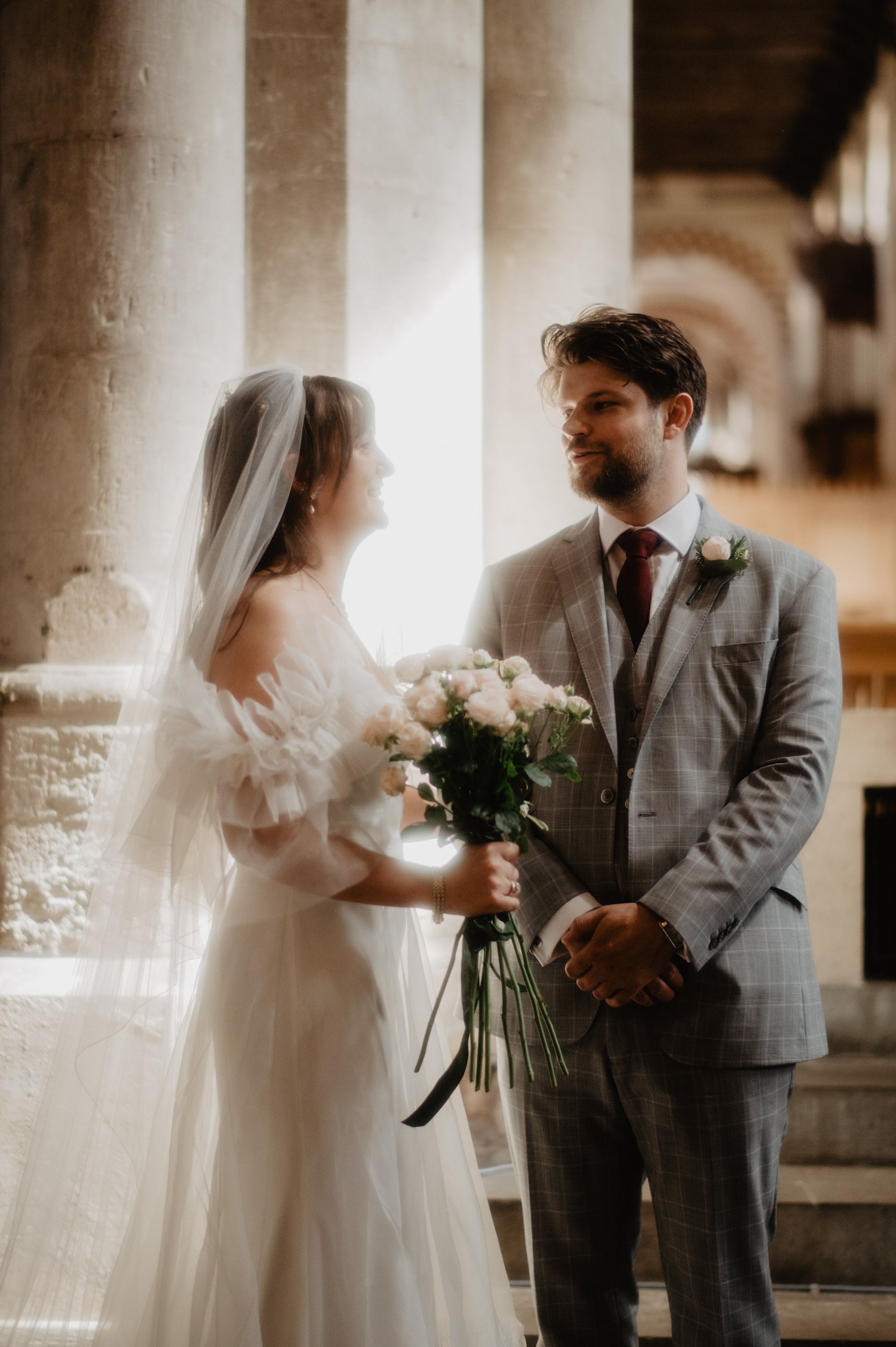 Beautiful bride Juliette wears the Mayfair wedding dress by Halfpenny London