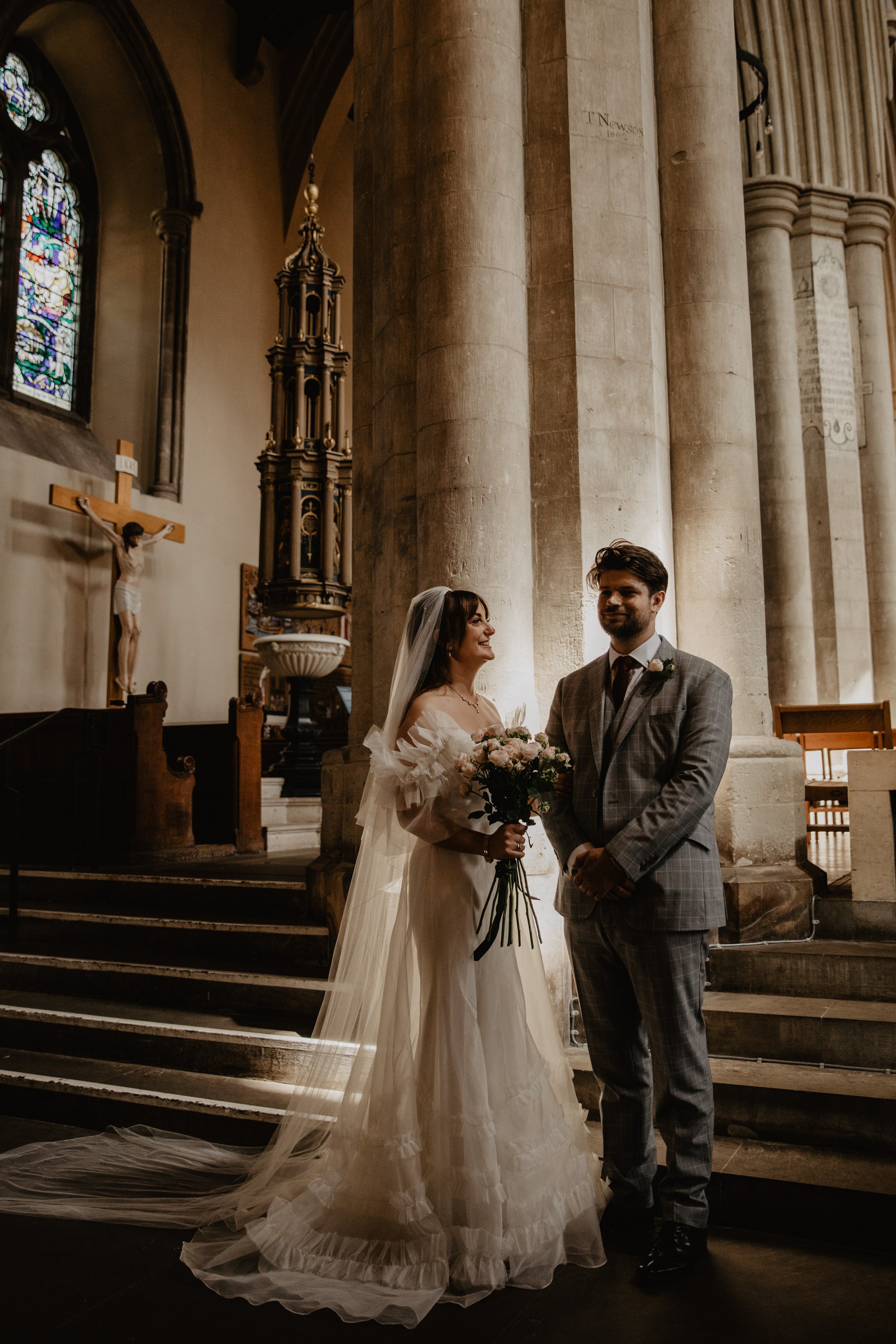 Beautiful bride Juliette wears the Mayfair wedding dress by Halfpenny London