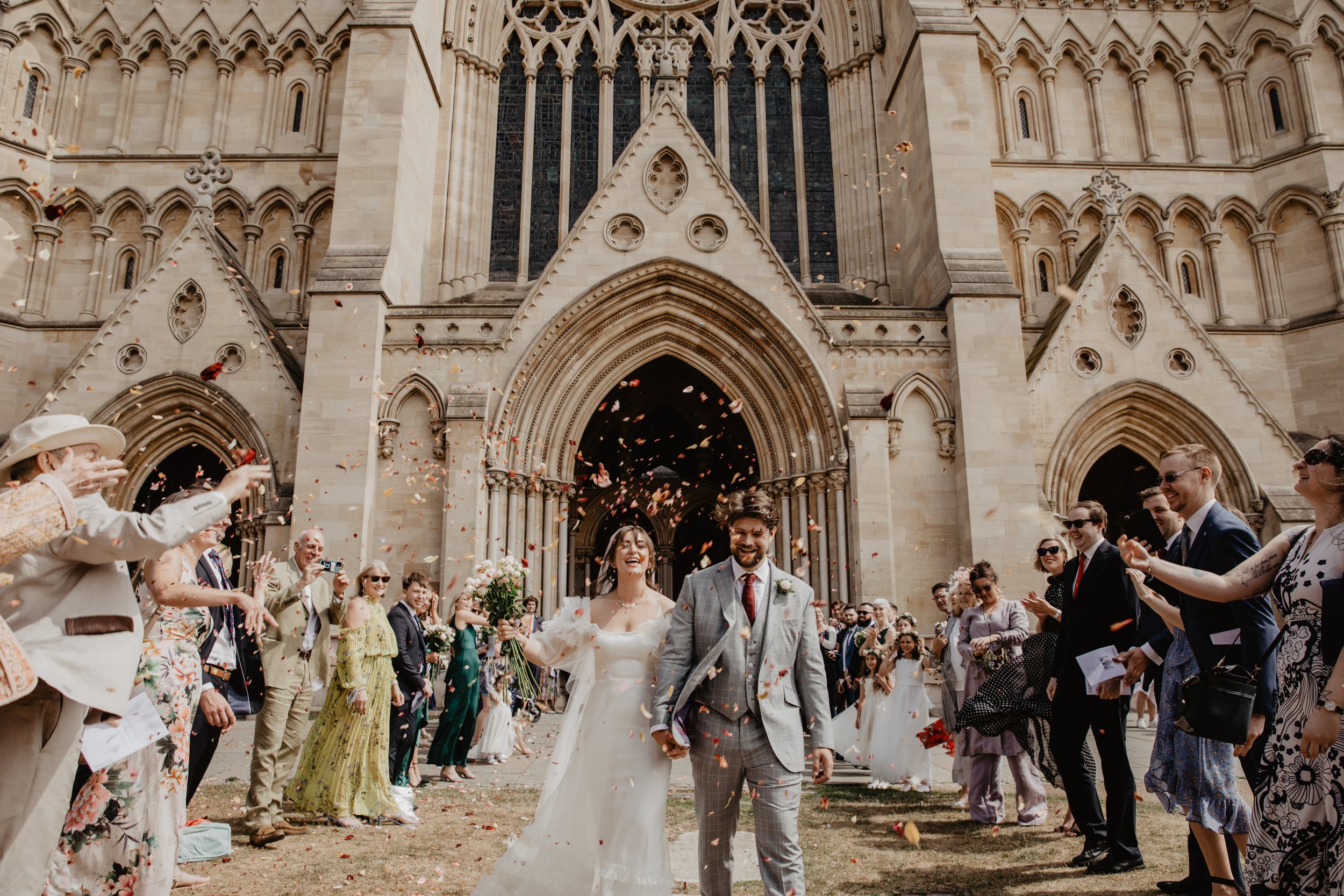 Beautiful bride Juliette wears the Mayfair wedding dress by Halfpenny London