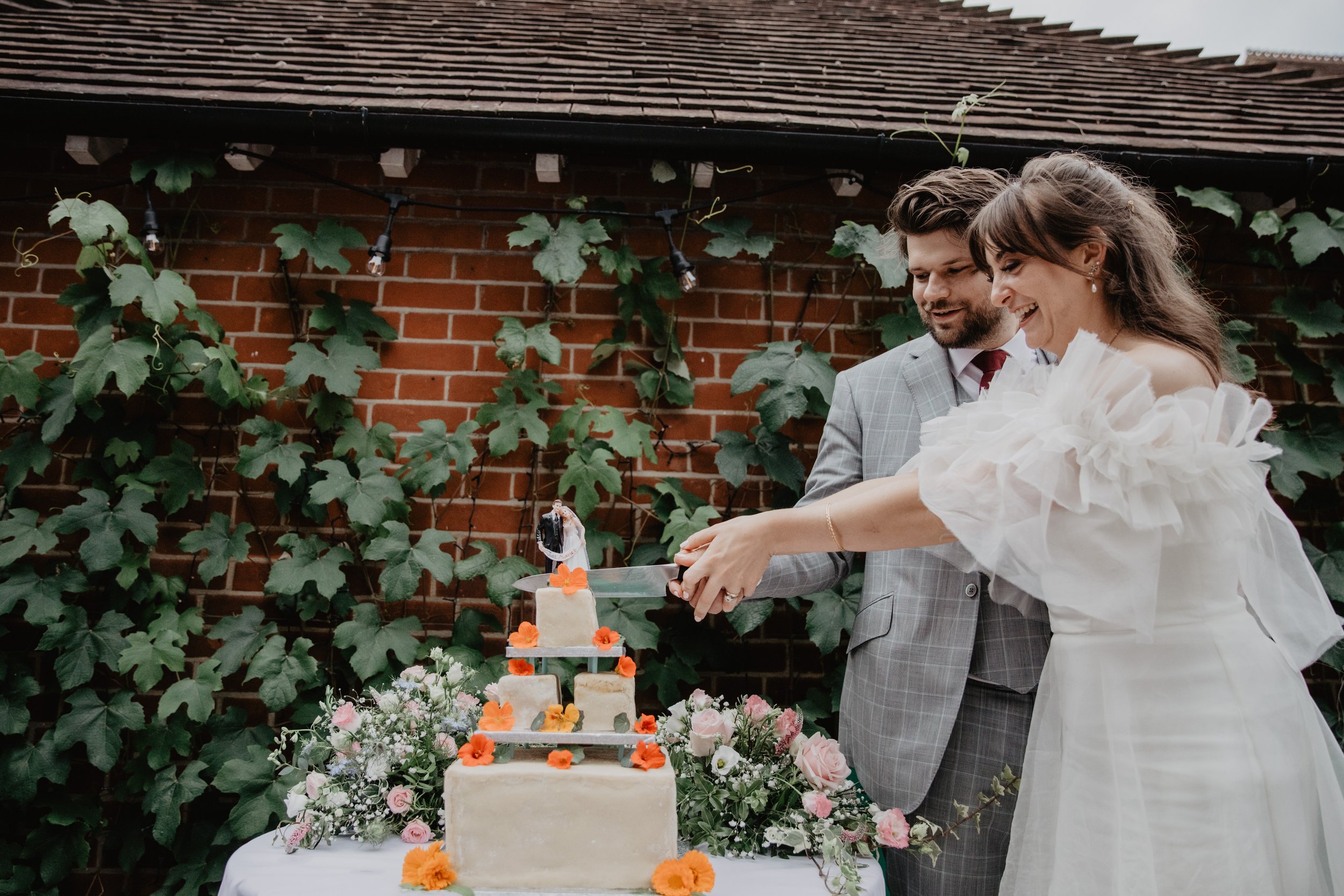 Beautiful bride Juliette wears the Mayfair wedding dress by Halfpenny London